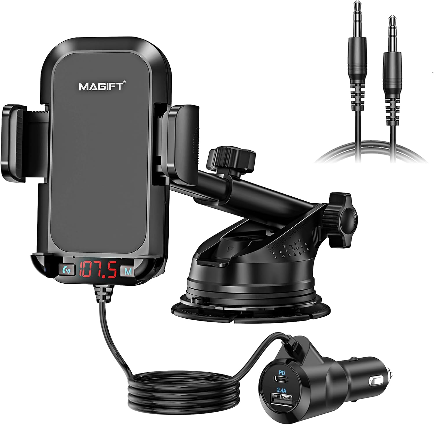 Bluetooth 5.3 FM Transmitter for Car\/Car Bluetooth Transmitter with Phone Holder