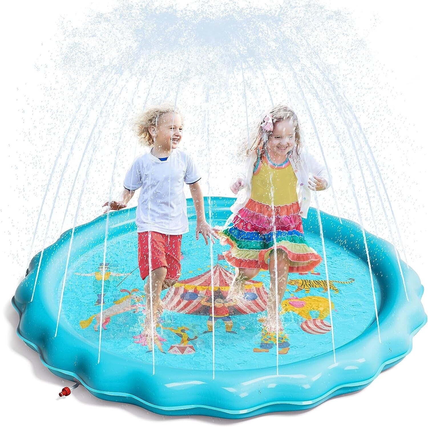 Kids Splash Play Mat Outdoor Water Toys Splash Pad Sprinkler Blue
