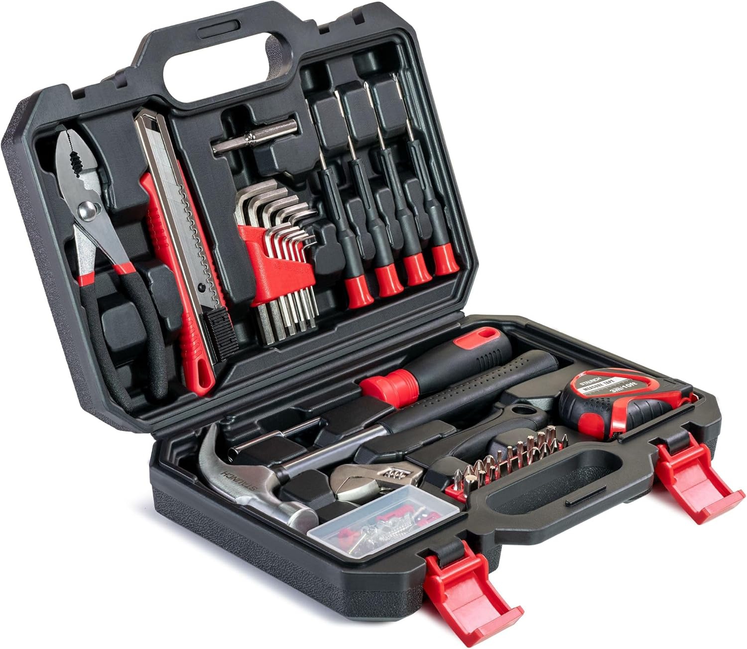 69 Piece Toolkit, Tools for Home DIY,  Compact Starter Tool Kit with Hard Carry Case, STAUNCH