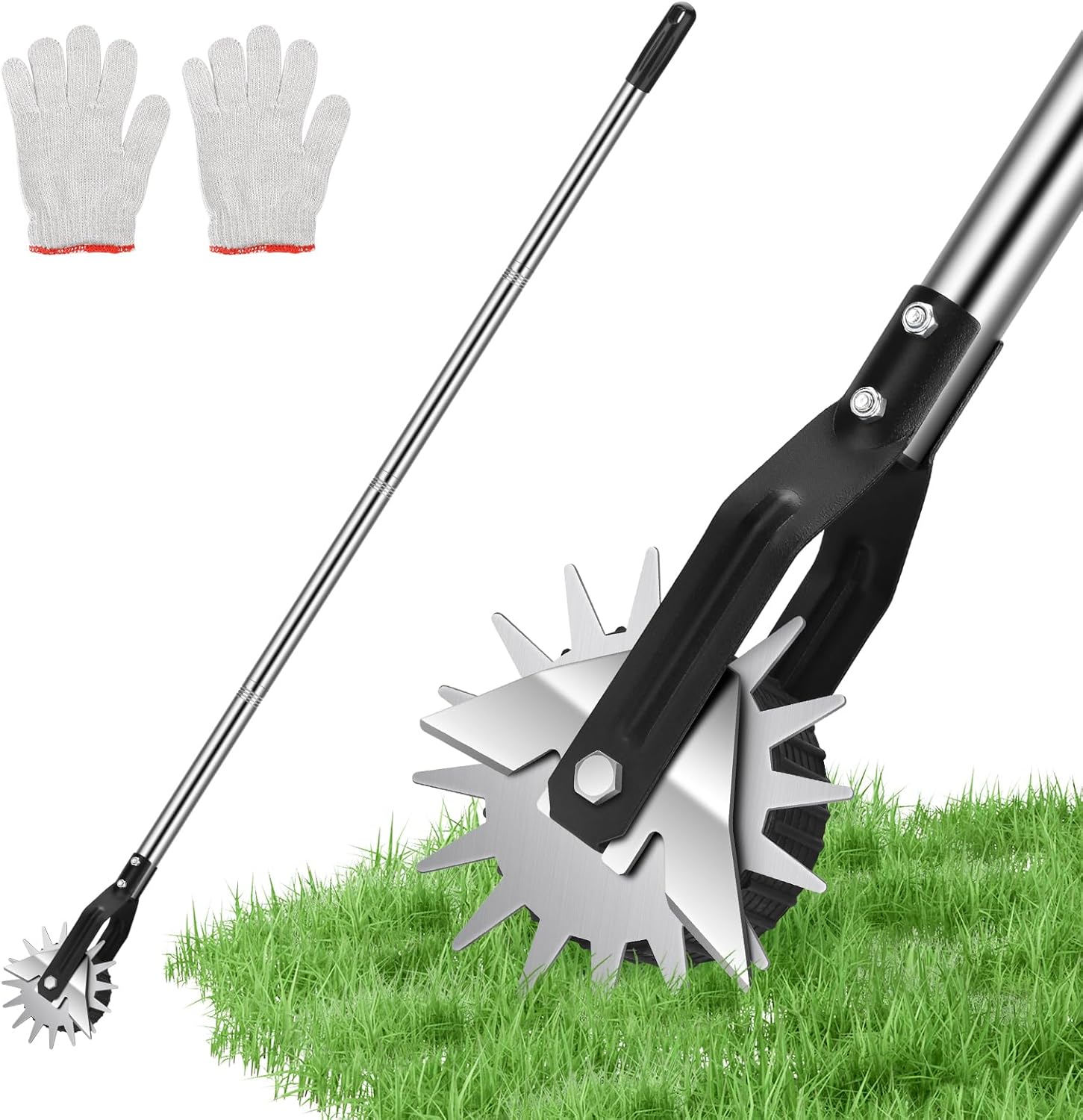 Manual Rotary Lawn Edger, 6inch Side Wheel, 67inch Handle, Lawn Grass Trimmer Edging Tool, BlumWay