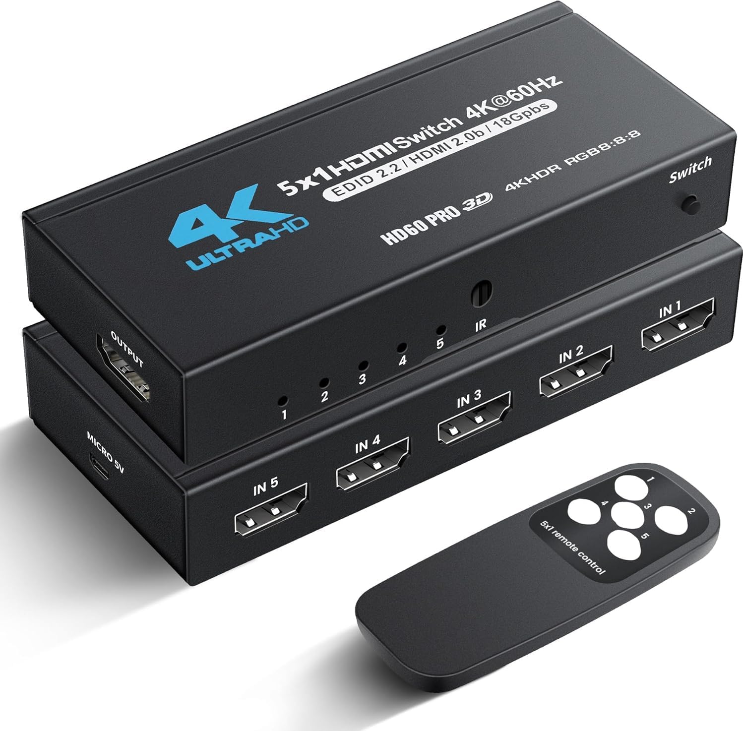 NEWCARE HDMI Switch 5x1 4K@60Hz