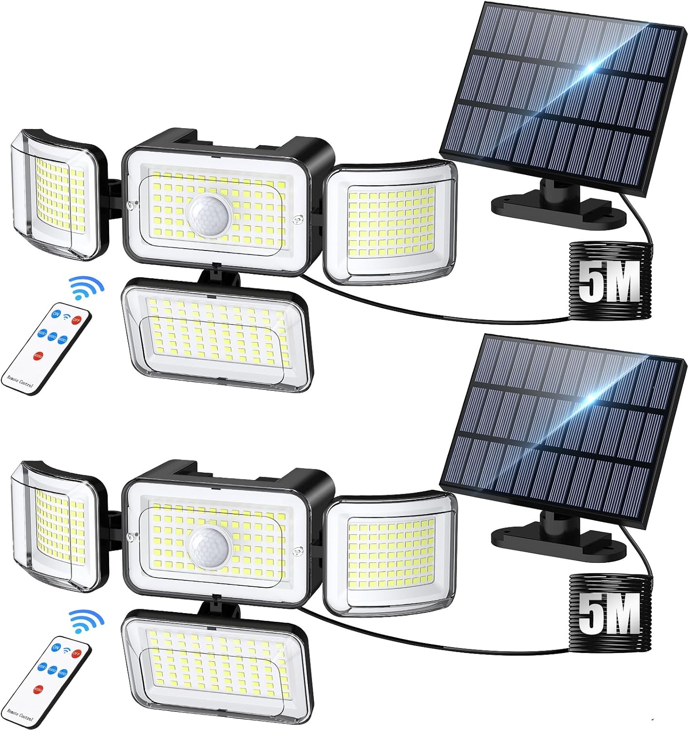 ZASUN Solar Lights Outdoor, 288 LED Solar Security, 4 Heads Solar Flood Light