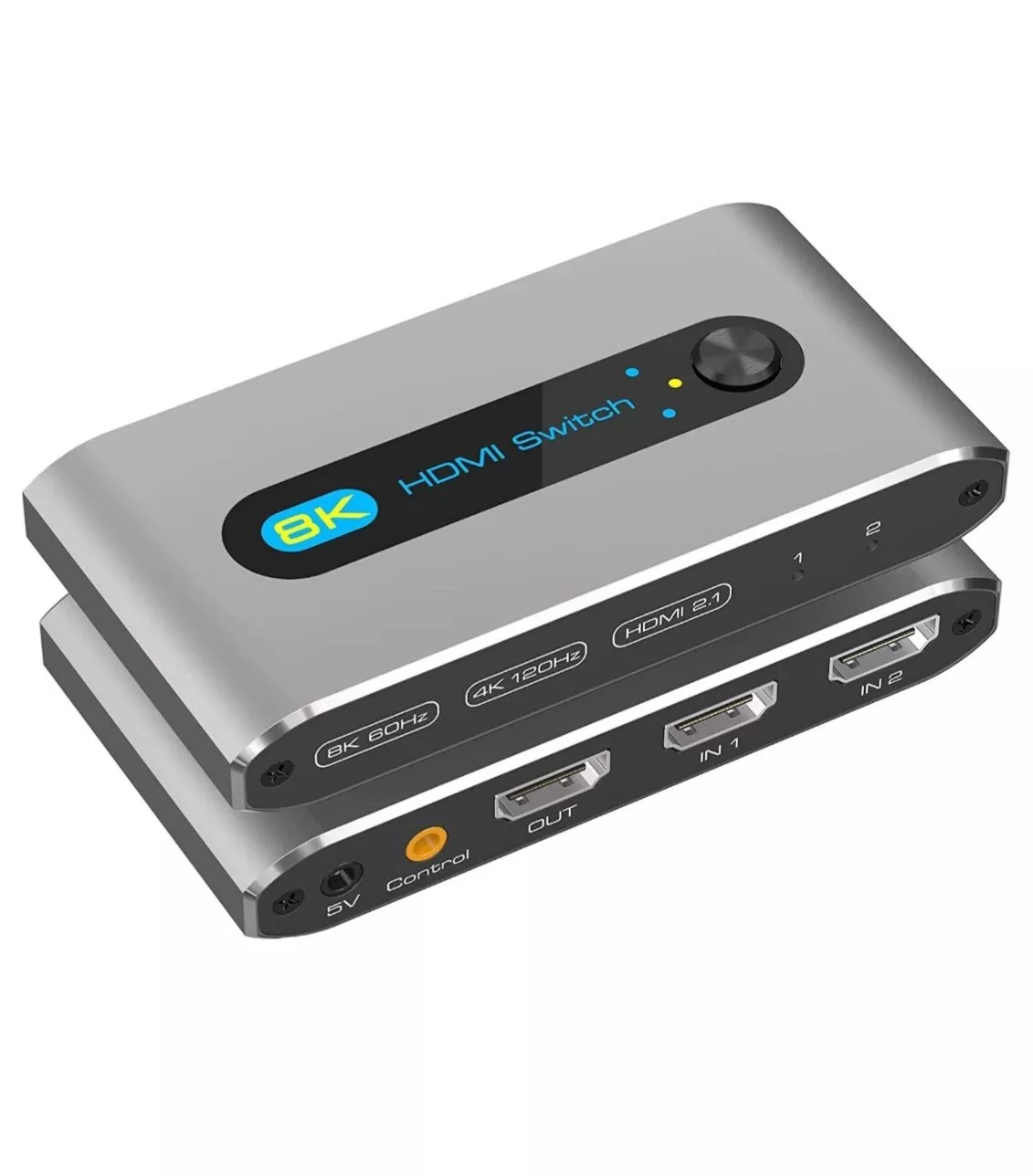 8K 2in1 HDMI Switcher Manual Selector for Two Input Devices with 8K 60Hz HDMI2.1