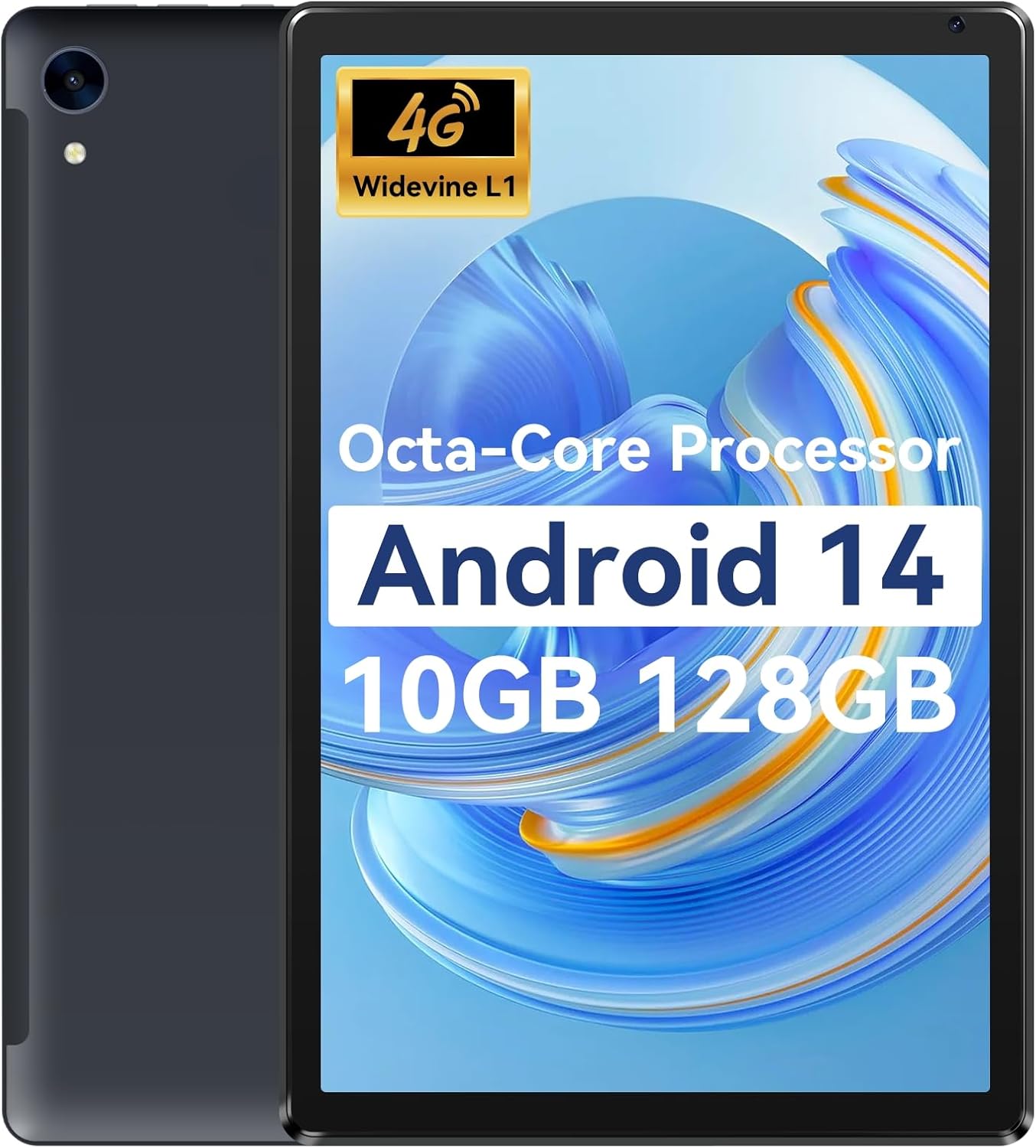 10.1 Inch Android 14 Tablet with Octa-Core, 10GB RAM, 128GB ROM Expandable to 1TB
