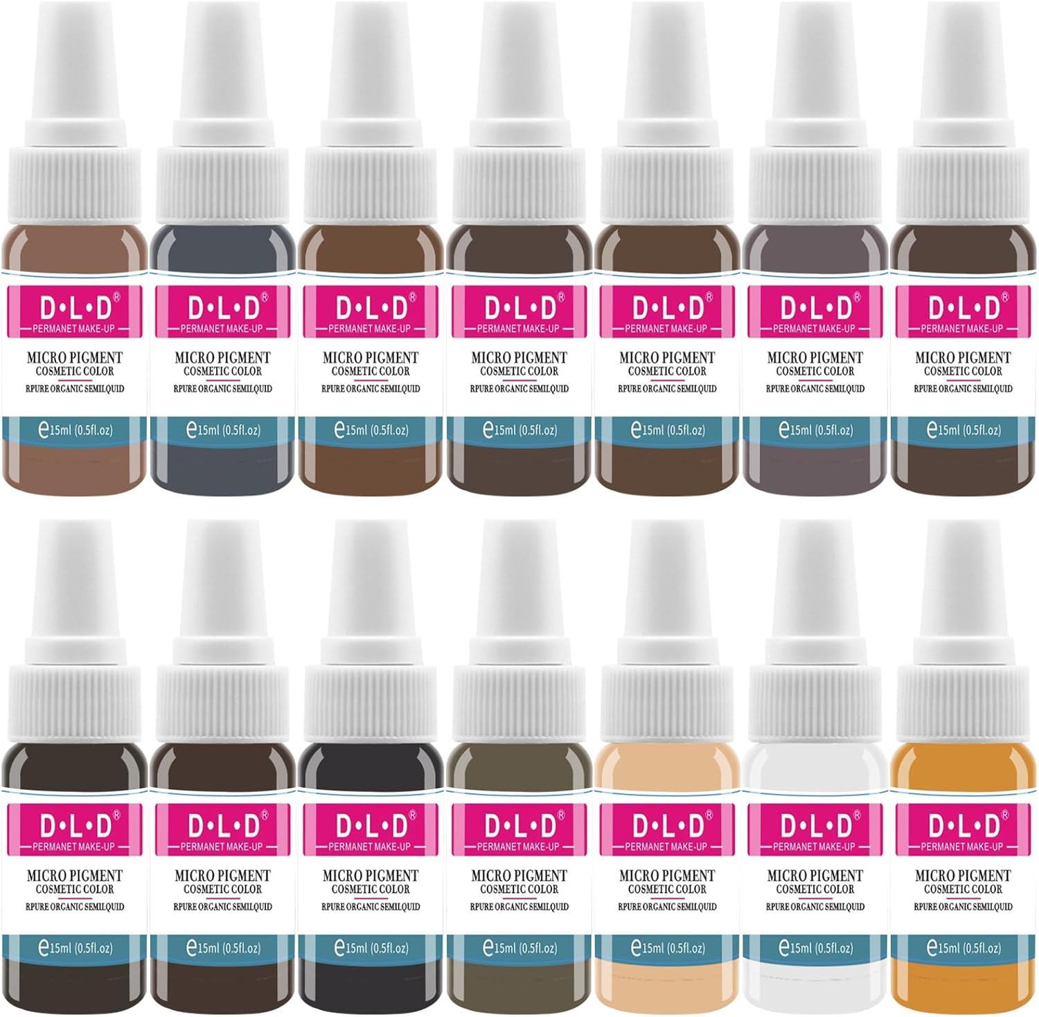 TATTOOI Professional Tattoo Ink Set Permanent Makeup Eyebrow Lips Eyeline Tattoo Color Microblading Pigment Body Beauty Art Supplie Dynamic Tattoo Ink 14 Bottles Basic Tattoo Color Set