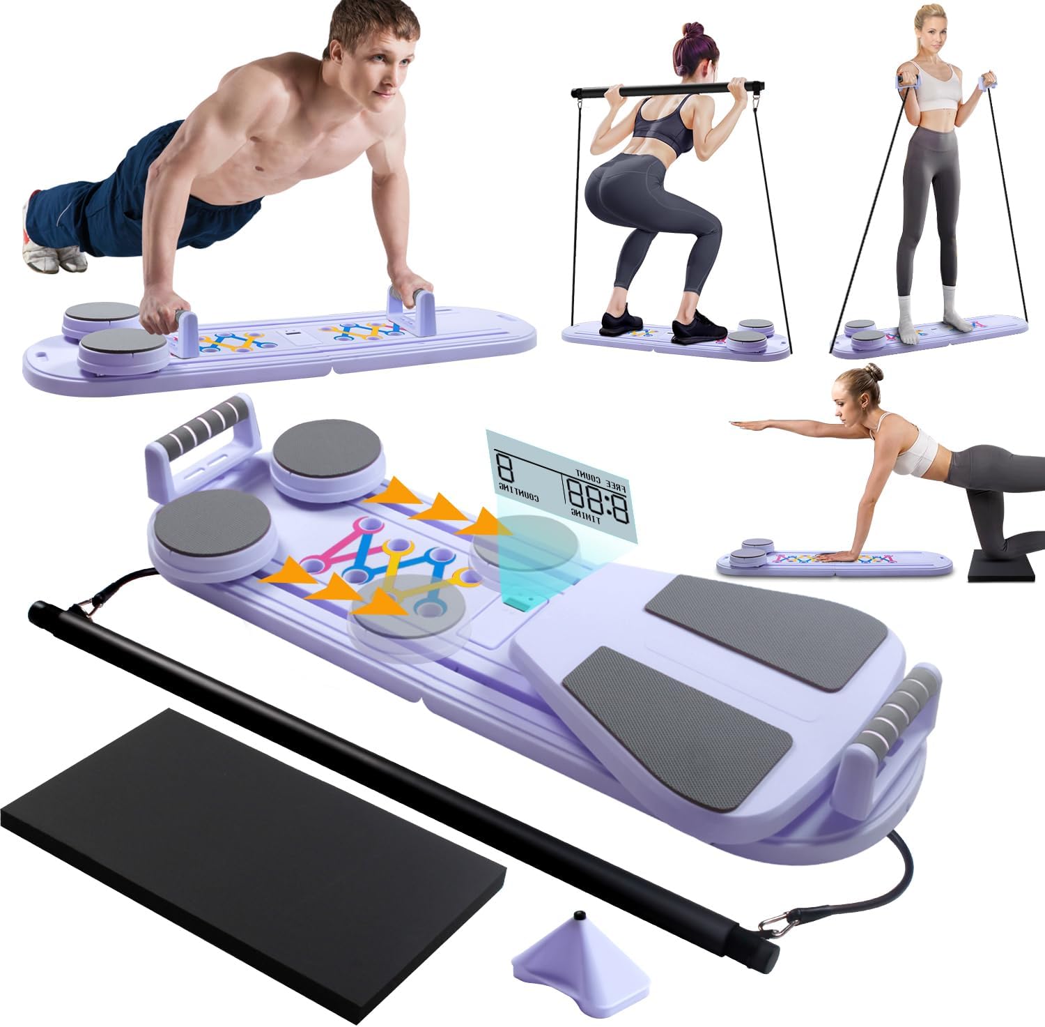 Pilates Board,Multifunctional Pilates Equipment, Foldable Reformer Pilates Machine For Home Gym Equipment, Portable Abs Workout Equipment For Women Men Fitness Equipment