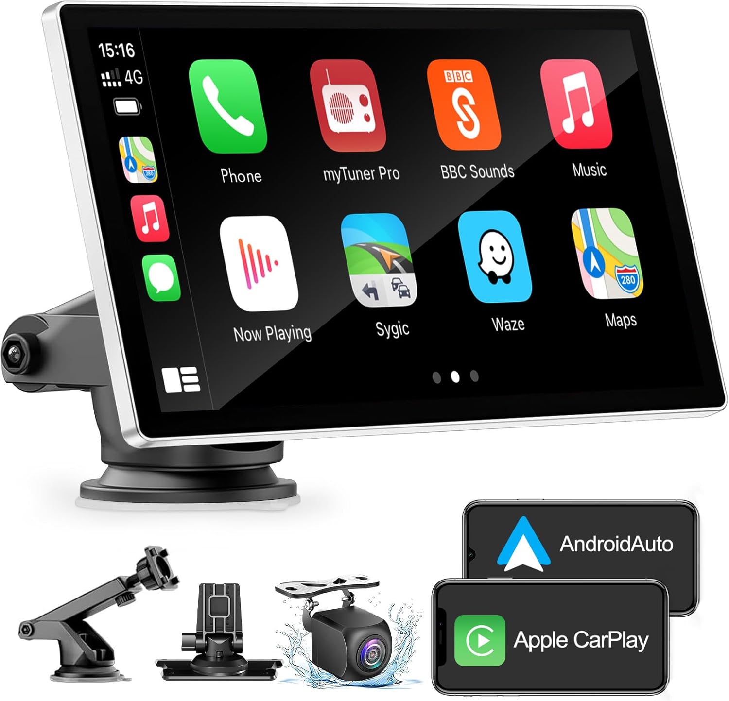 9\" Wireless A-pple Carplay & Android Car, with IPS Carplay Display, Digital Receiver