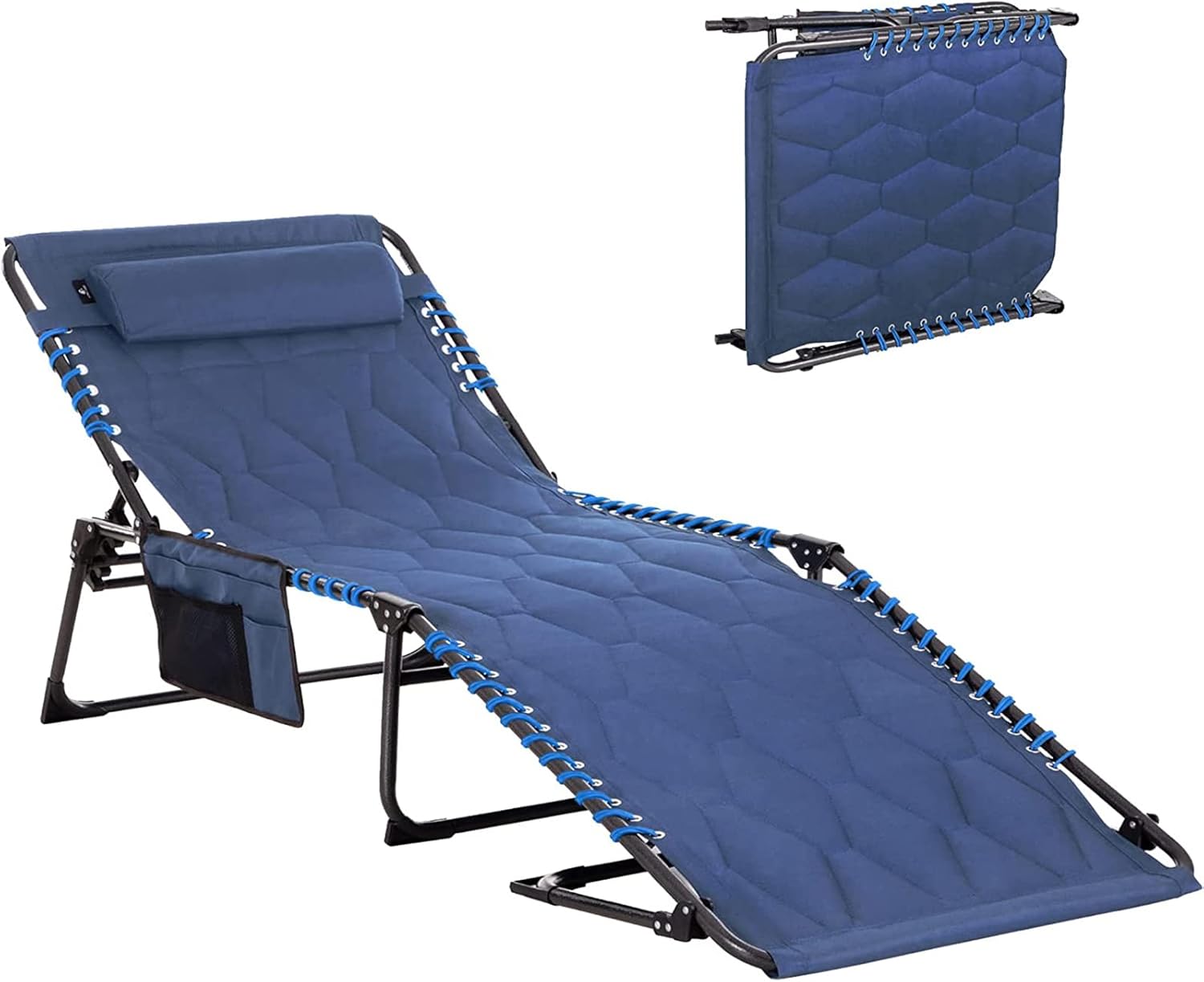ALPHA CAMP Sunlounger Portable Folding Camping Bed Padded Heavy Duty