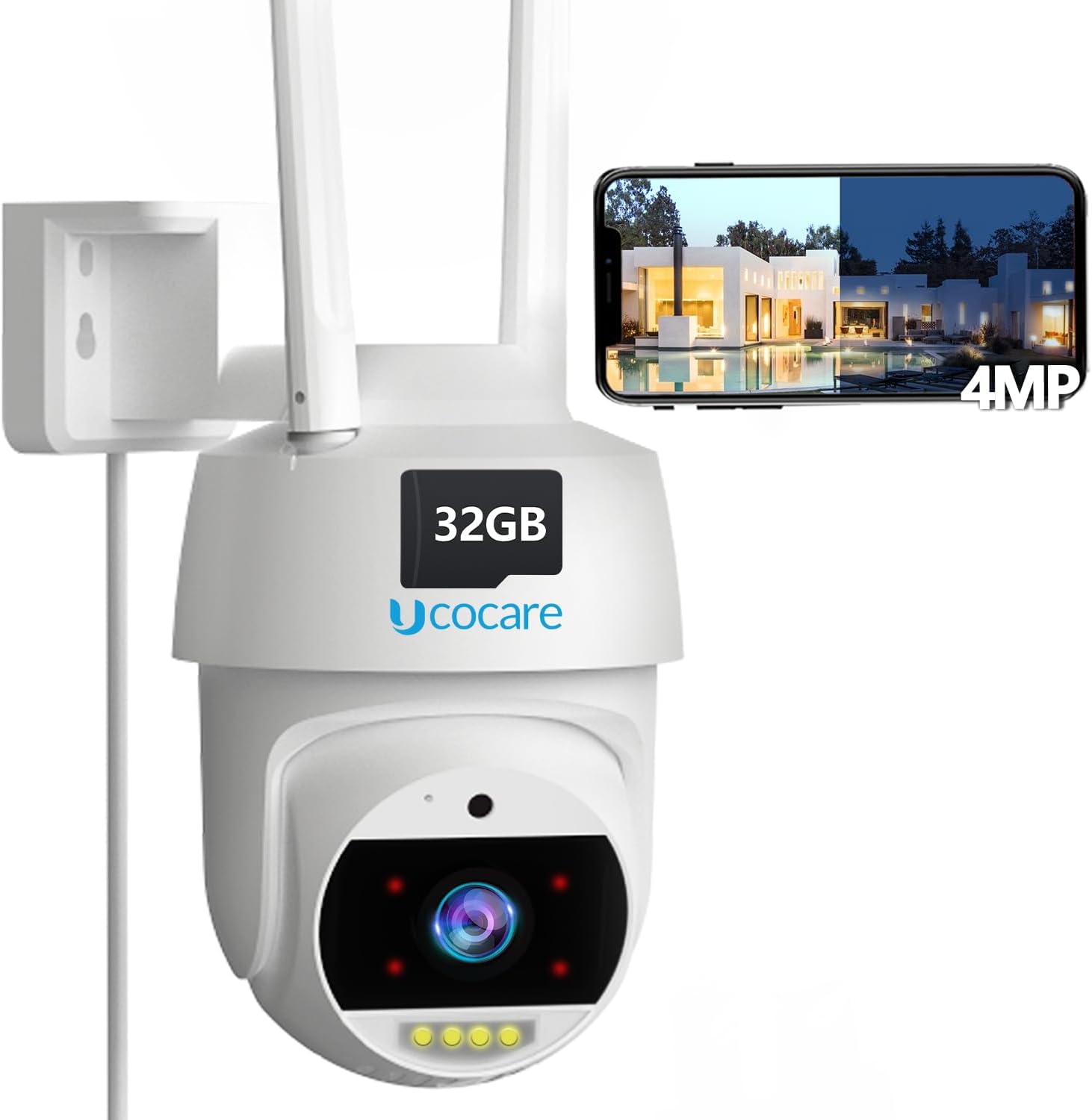 UCOCARE 4MP QHD Security Camera Outdoor Wireless with 32G Memory Card