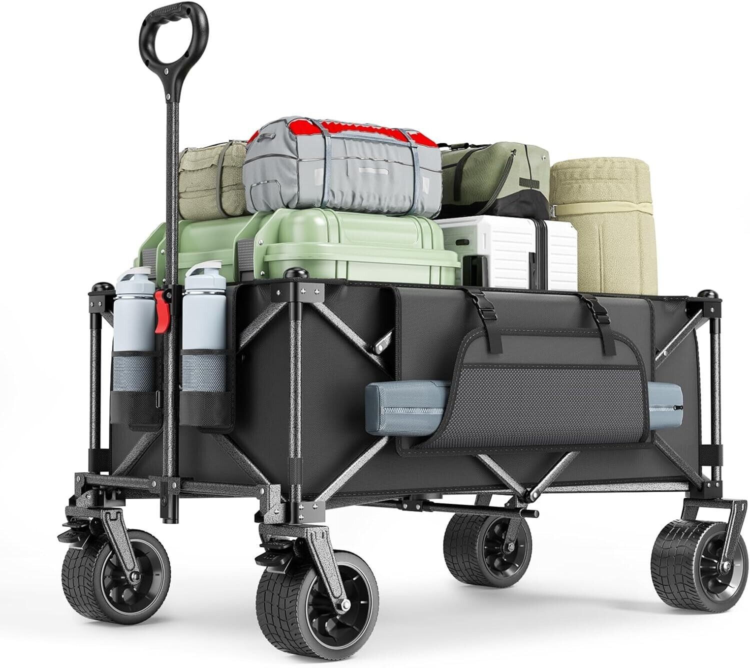 Tanniws 200L Garden Trolley on Wheels Beach Wagon with Adjustable Handle