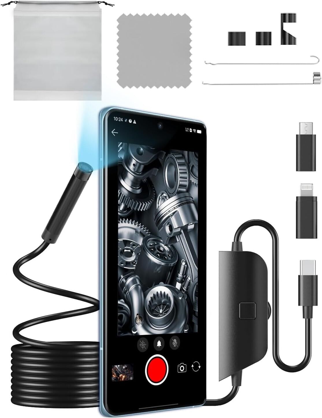 Endoscope Inspection Camera,1080P HD Endoscope Camera with Light