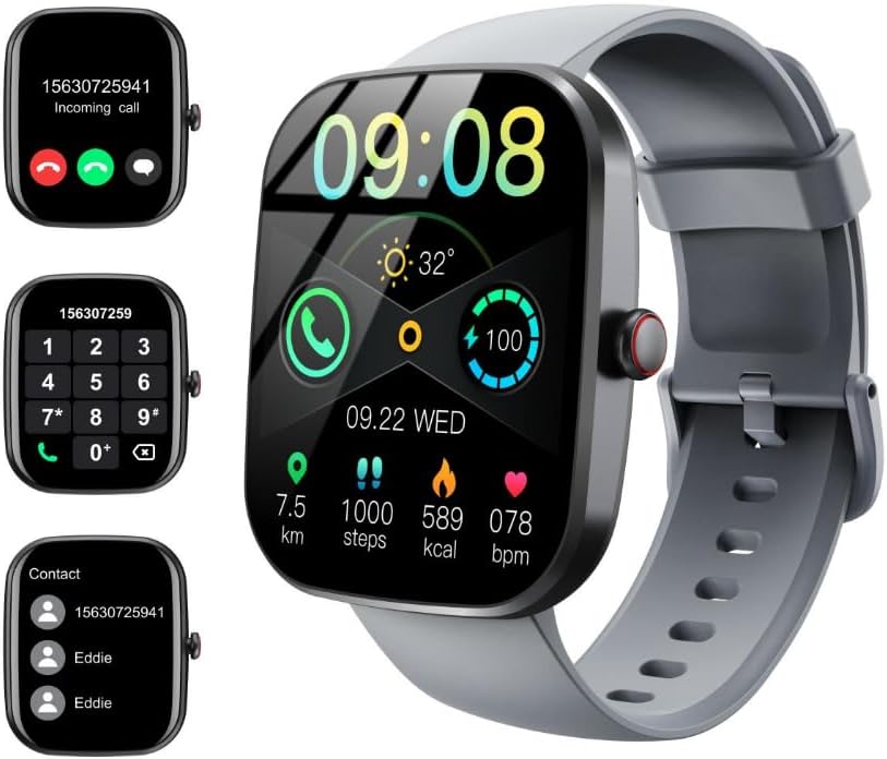 Smart Watch for Men Women Answer\/Make Calls, 1.91\" HD Fitness Watch Smartwatch with Heart Rate Sleep SpO2 Monitor, 110+ Sports Step Counter, IP68 Waterproof Fitness Activity Trackers for Android iOS