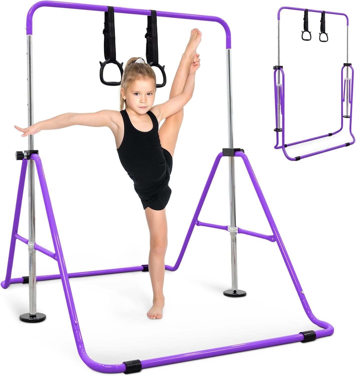 KAYMAN Foldable Gymnastics Horizontal Bar with Hand Protection Wrap