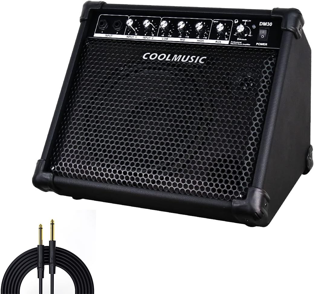 Electronic Drum 30W Amp, Drum Keyboard Amplifier with Aux in and Bluetooth, 2 inputs 3-Band EQ and DI OUT, DM30