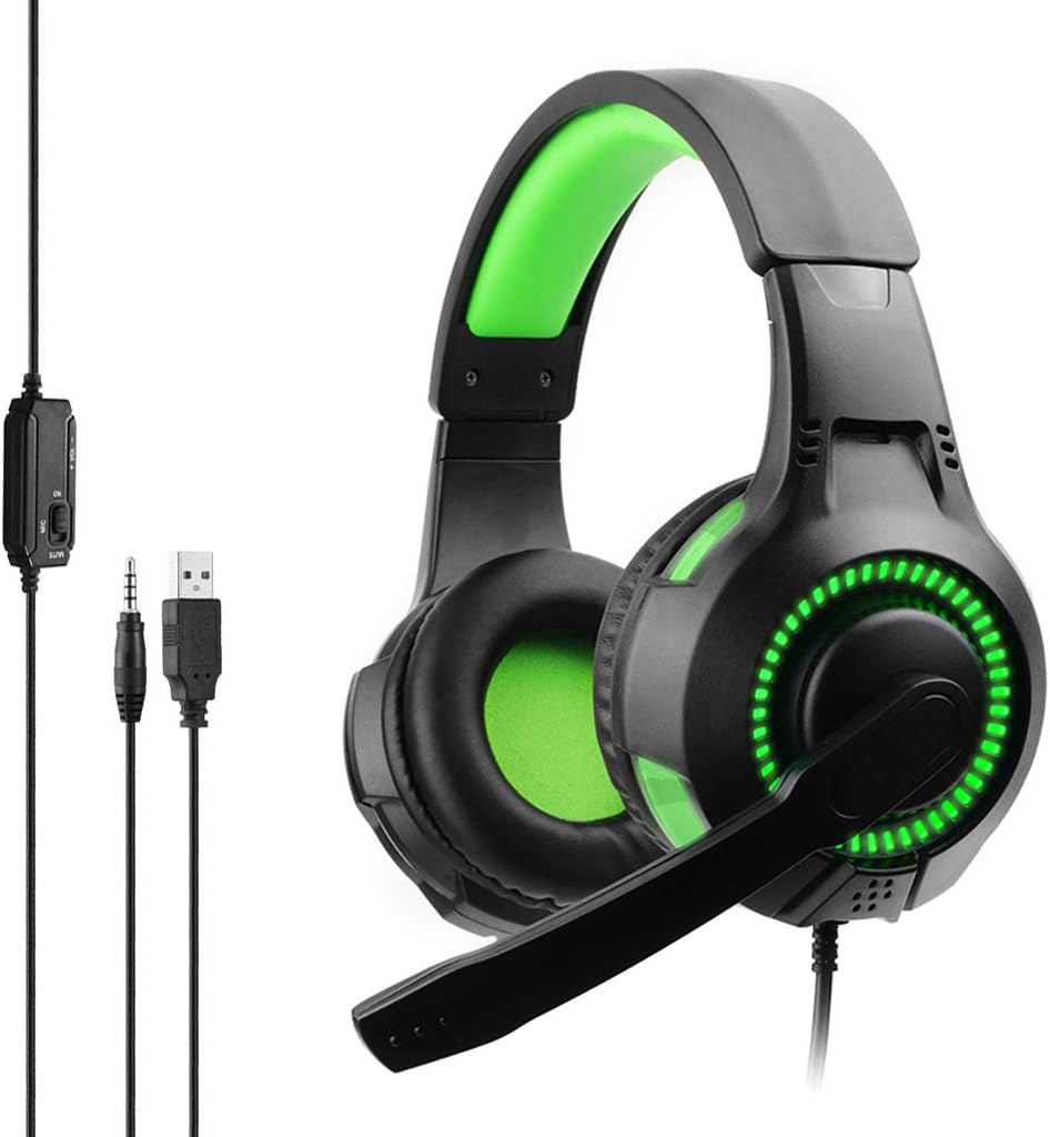 Gaming Headphones Headset PC PS4 X-box One Laptop, Foldable Headset with retractable microphone