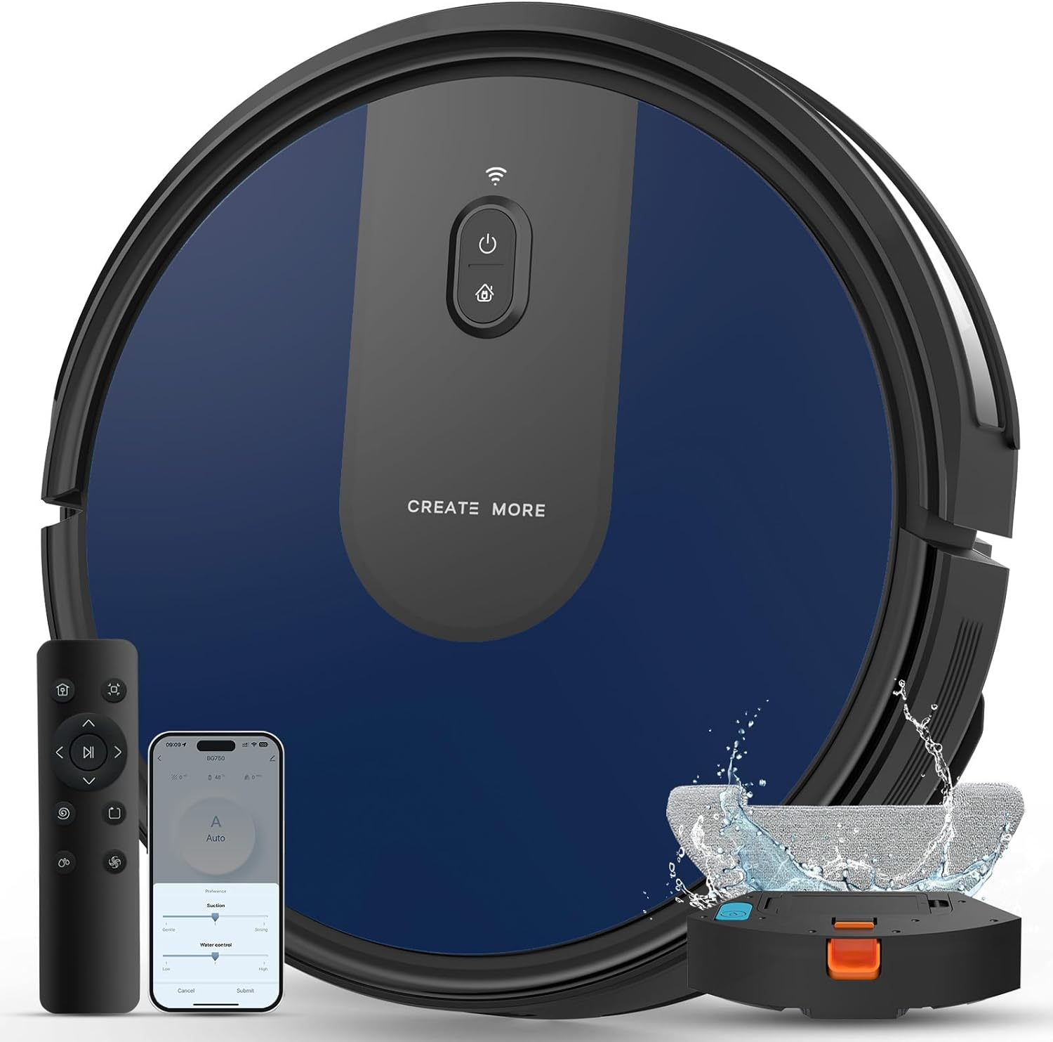 Robot Vacuum Cleaner Mop, 5000Pa Strong Suction, Auto Carpet Boost, Long Running Time, Alexa\/App\/WiFi, Pet Hair, Hard Floor, Deenkee BG750