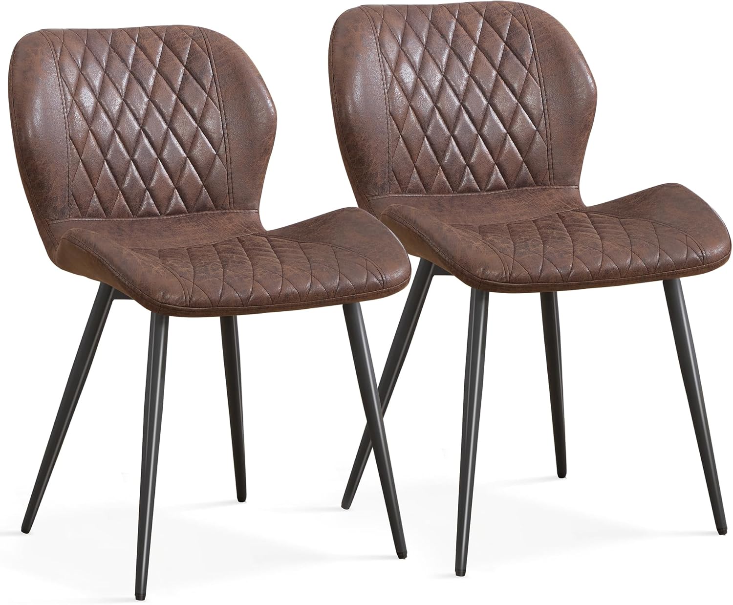 Dining Chairs set of 2 with backrest, load capacity up to 150kg, Brown