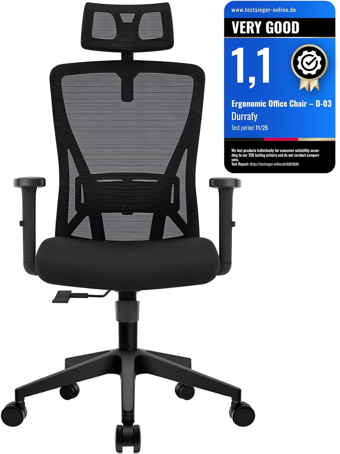 Office Chair, Ergonomic Desk Chair with Adjustable Armrests Headrest and Lumbar Support 130\u00b0 Tilt Function