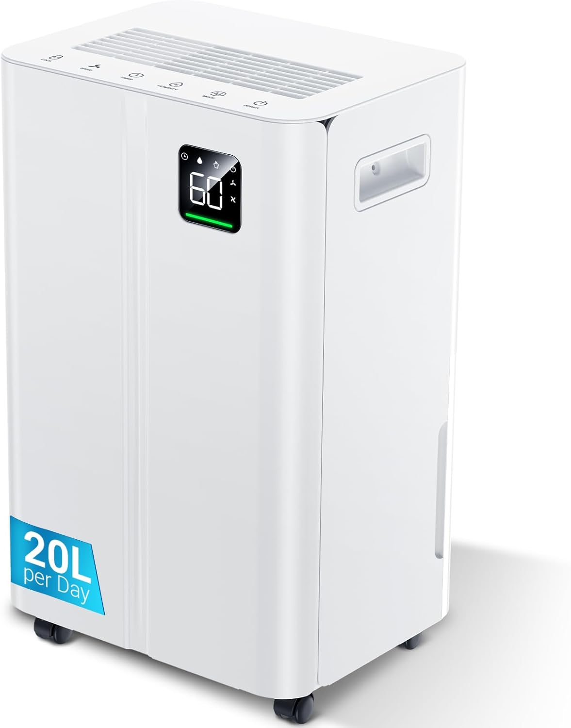 20L Large Capacity Dehumidifier for Home, Digital Humidity Sensor & Display, 24-Hour Timer, 3 Modes, Continuous Drain, Zeilako