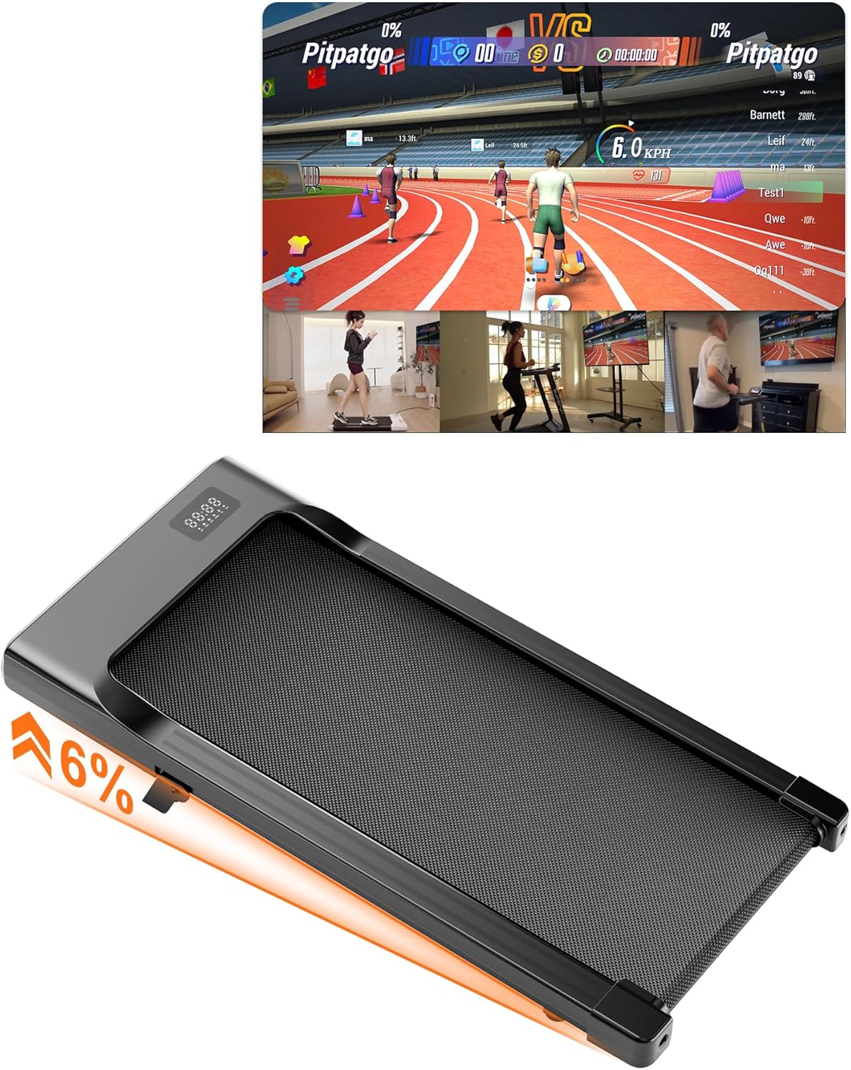 Foldable Treadmill Walking Pad, 6% Incline 2.5HP Under Desk, 136KG Capacity, BA09-B