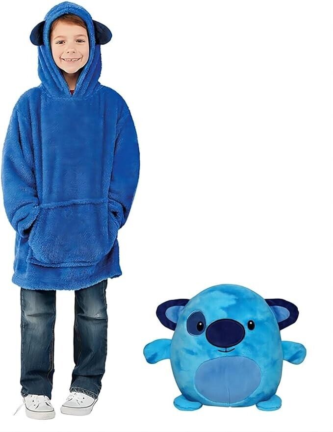 Kids Pets Blanket, 2-in-1 Animal Hoodie, Plush Animal Toys Turn Into Hoodie