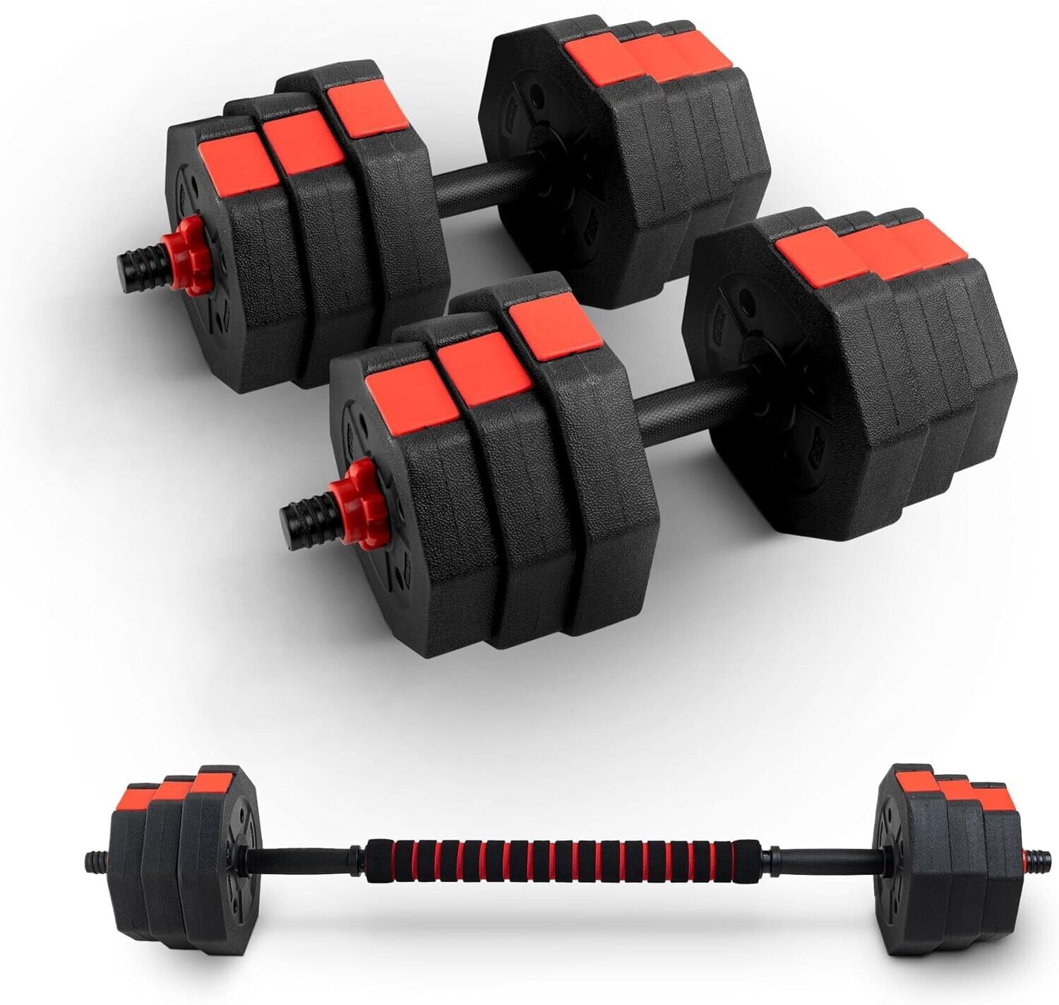 Kayman Adjustable Dumbbell Set - 20kg Total Weight with Non-Rolling Design