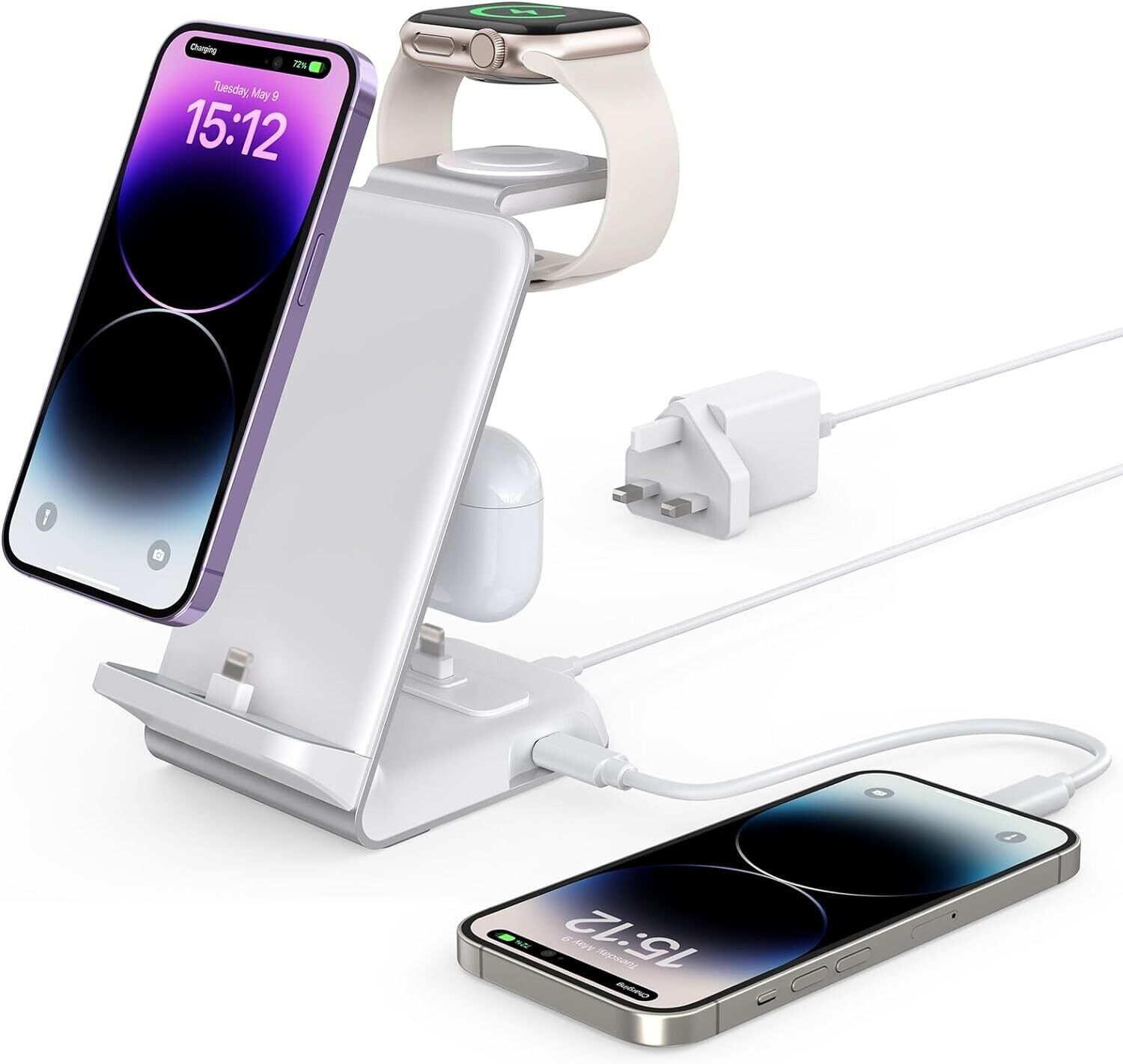 4 in 1 Charging Station for Apple Devices, Aluminum Charger Stand