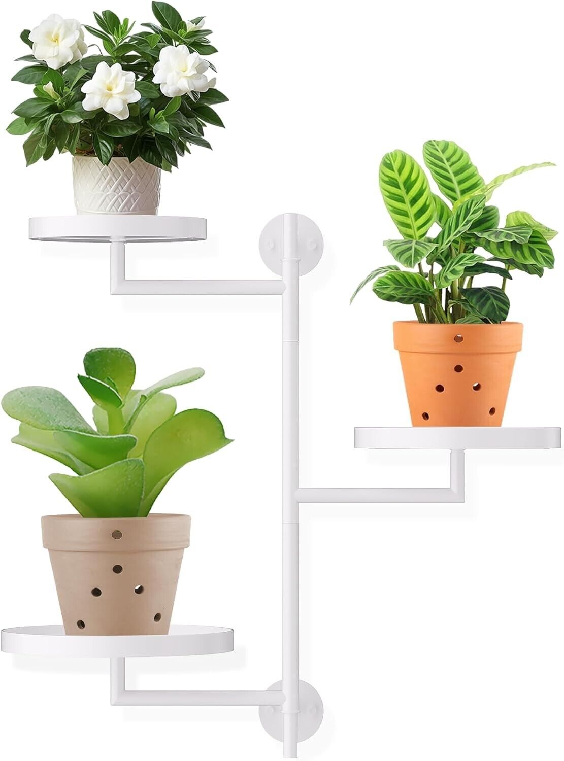 Rotating Window Plant Shelves, 3-Tier Metal Plant Shelf Indoor, White