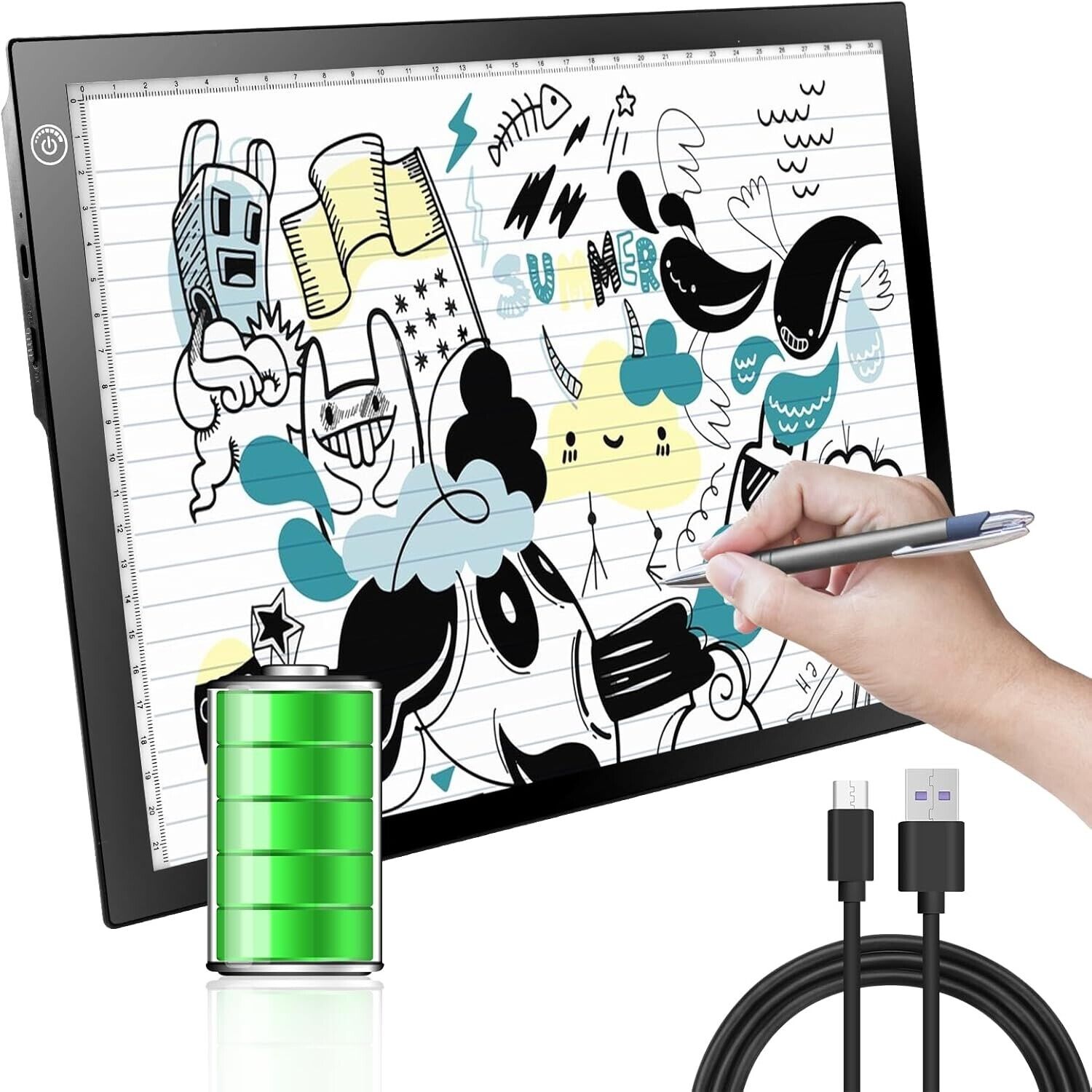 KIVOTAC A4 Rechargeable Light Pad, Portable LED Light up Box Ultra-Thin Dimmable