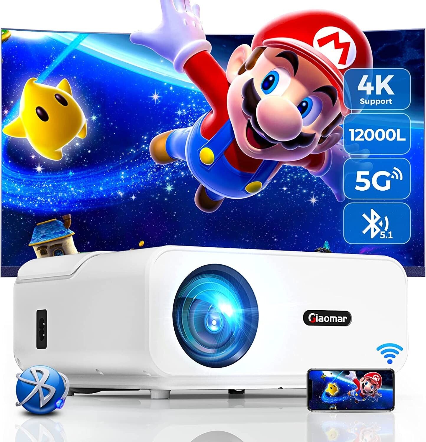 5G WiFi Bluetooth Projector