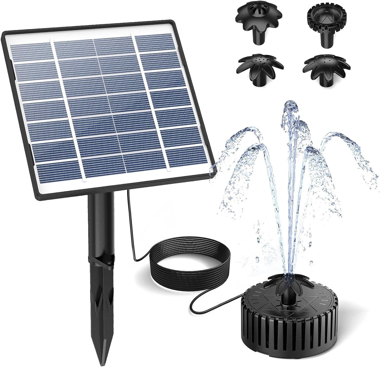 Solar Water Fountain, 2024 Upgraded Glass Solar Panel Fountain