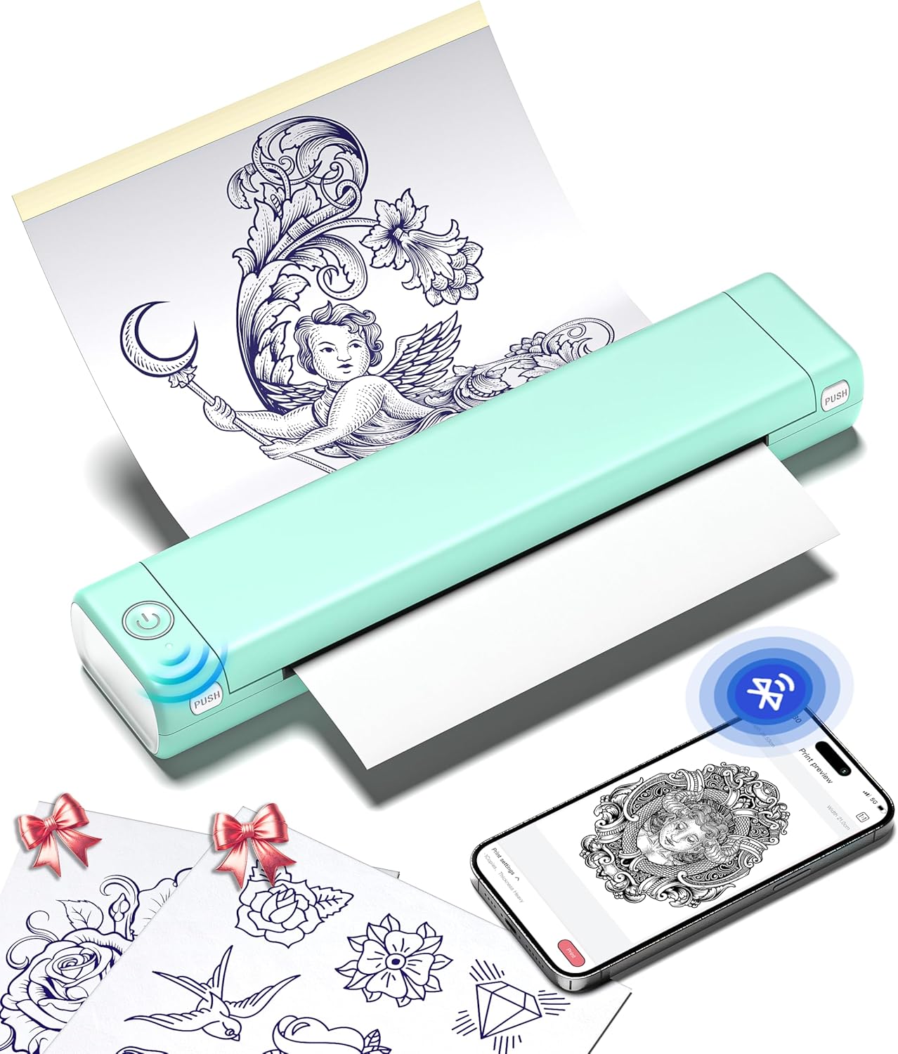 Portable Printers Wireless for Travel A4 Thermal Bluetooth Printer