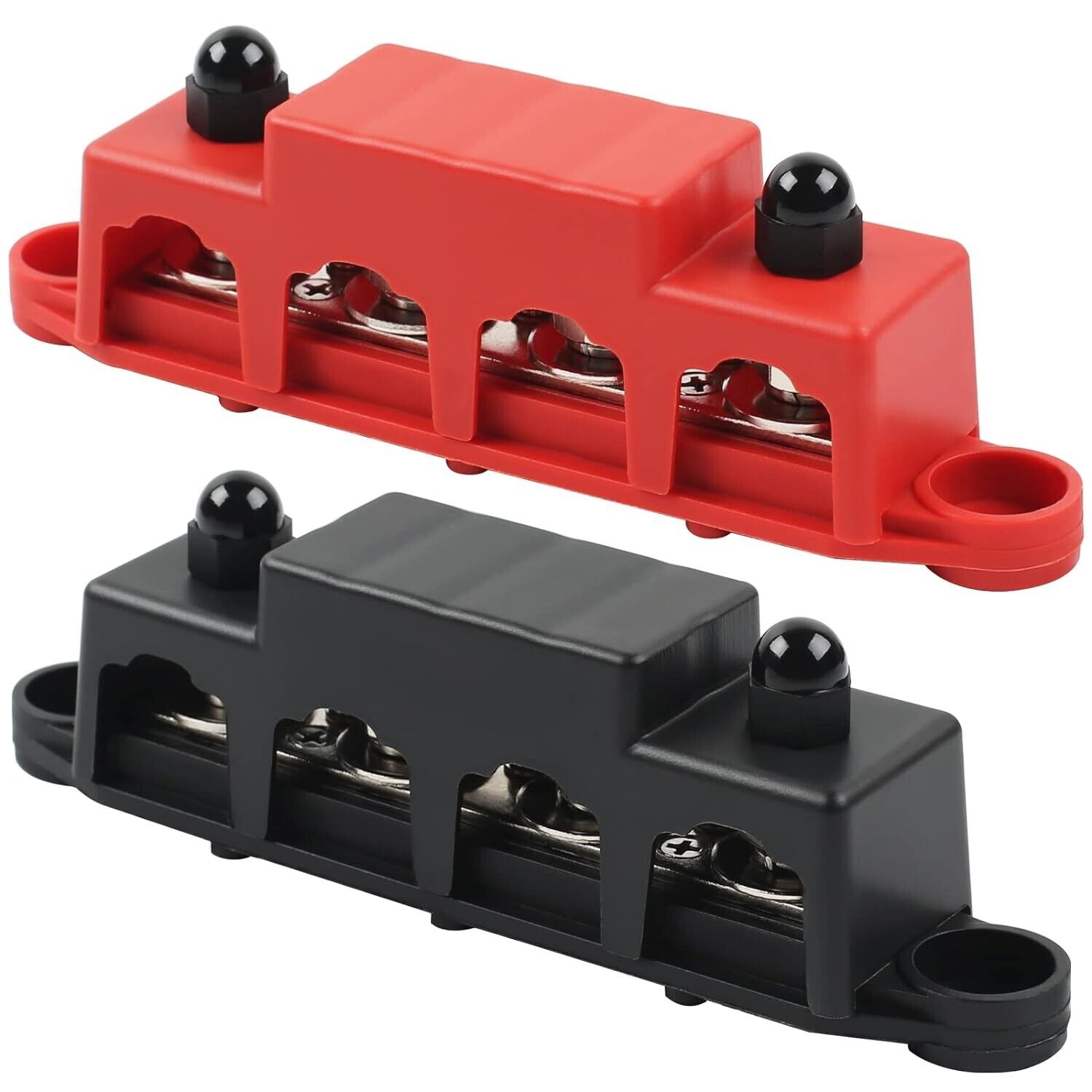 HOIIME 12 V - 48 V Bus Bar Power Distribution Block with 4 x M10 Terminal Studs