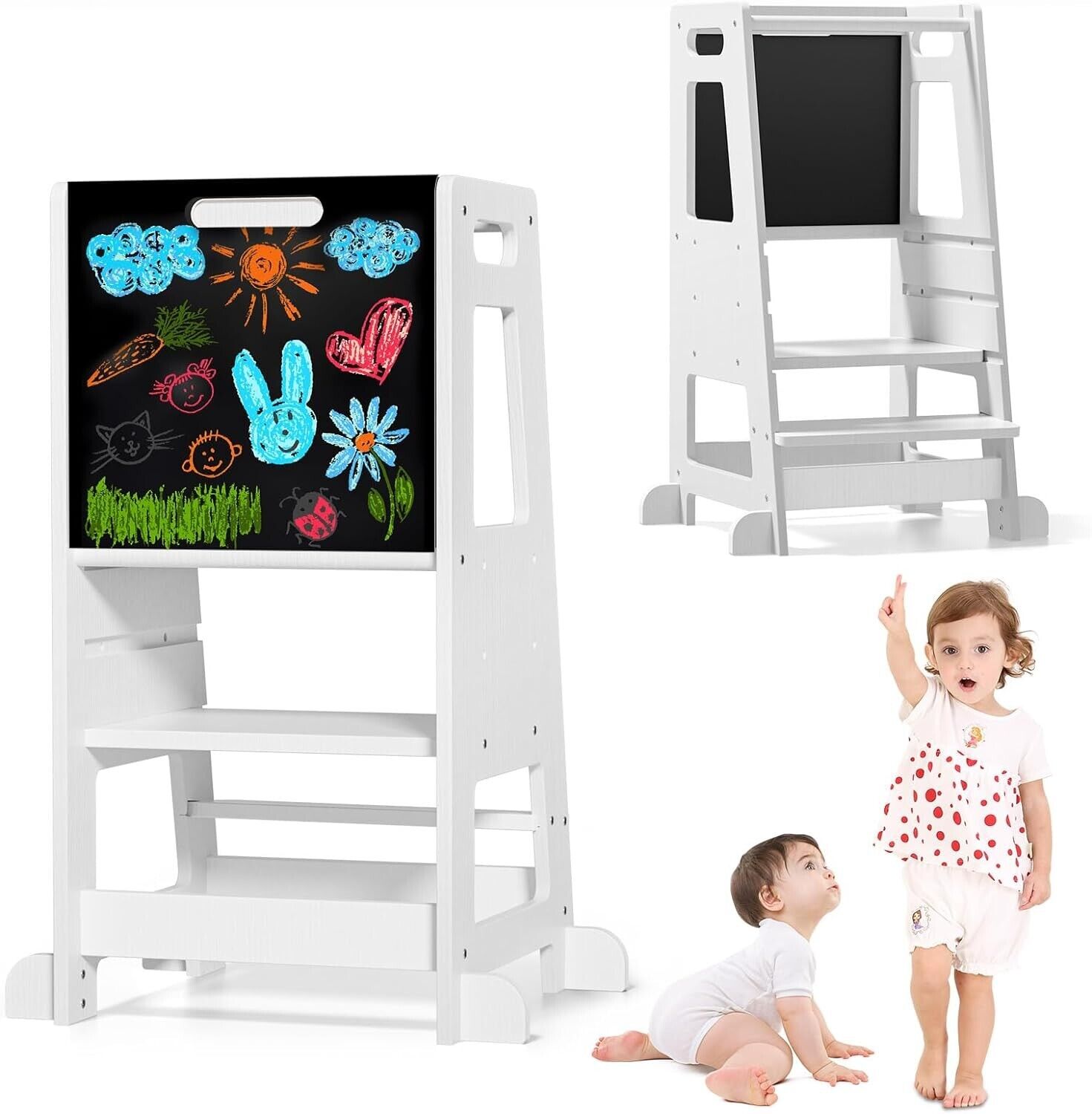 Kids Learning Tower 3 Adjustable Heights, Toddler Kitchen Helper