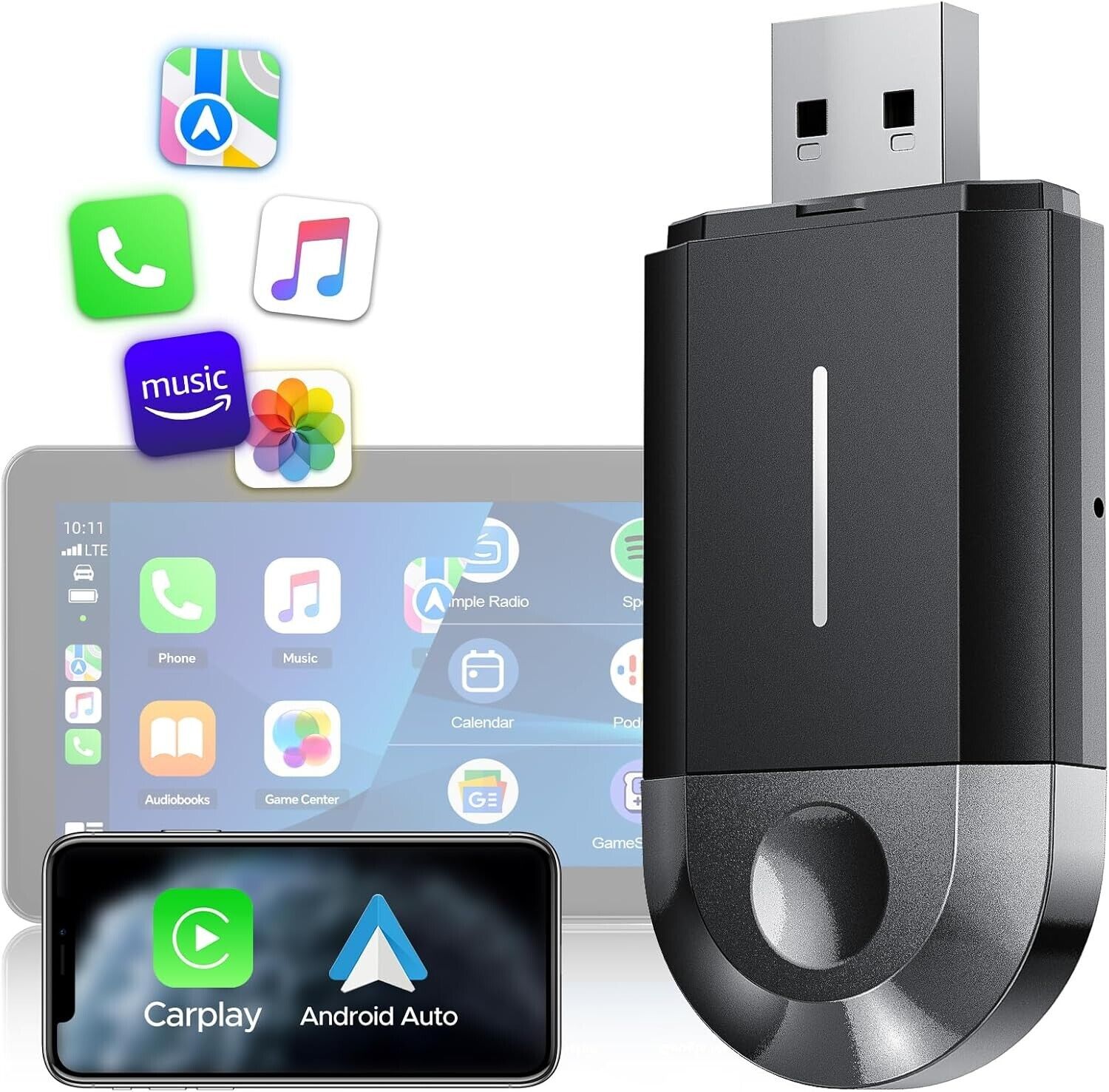 Volaylink Wireless Carplay Adapter 2 in 1 for Apple CarPlay & Android Auto