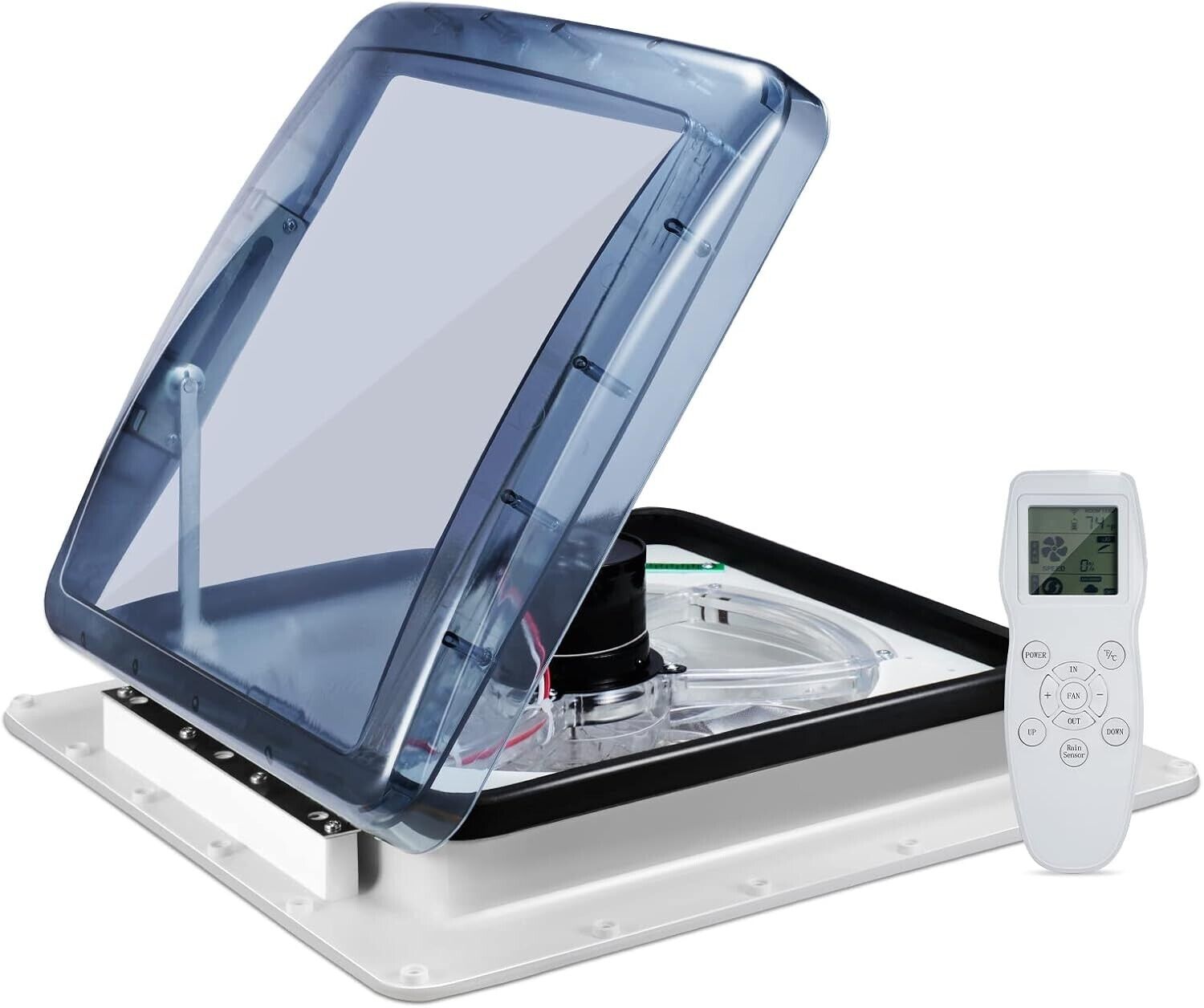 Caravan Roof Vent Fan 12V with Rain Sensor, Roof Vent for Campervan, Reversible