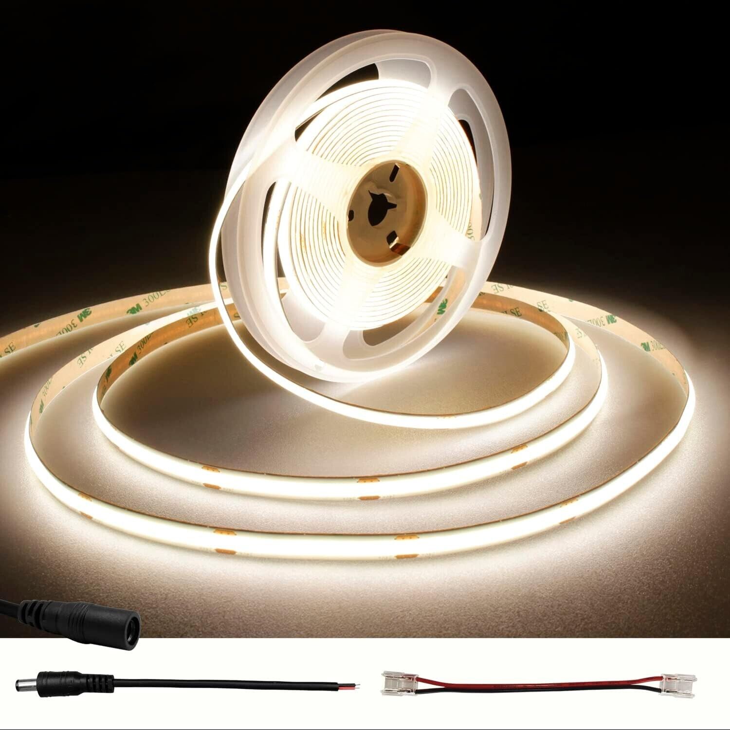 TTWAY COB LED Strip 5M, LED Strip Light with 480LEDs\/M, CRI 90+, 8mm Width, DC24
