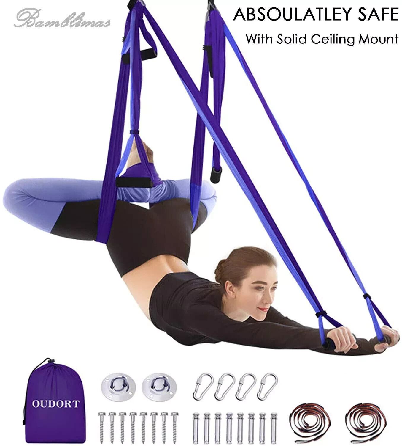 Oudort Aerial Yoga Swing Set, Yoga Hammock Flying Yoga Kit Sling Inversion Tool