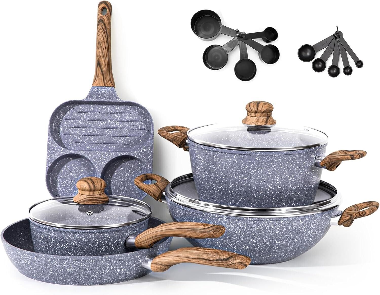 Pots and Pans Set Nonstick, 19 in 1 Saucepan Set Egg Frying Pan, Saute Pan, Soup