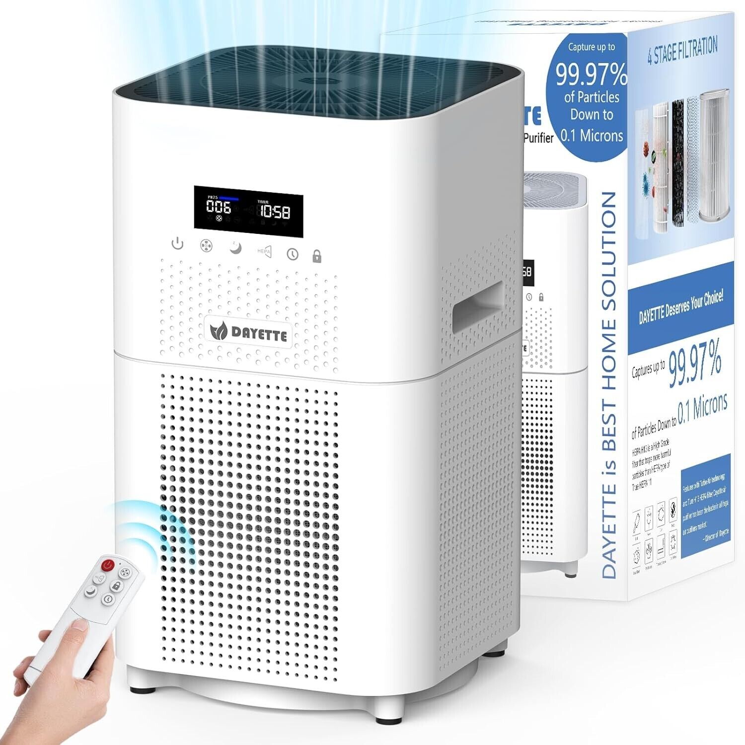 HEPA 13 Air Purifiers for Home Large Room Up to 160m\u00b2