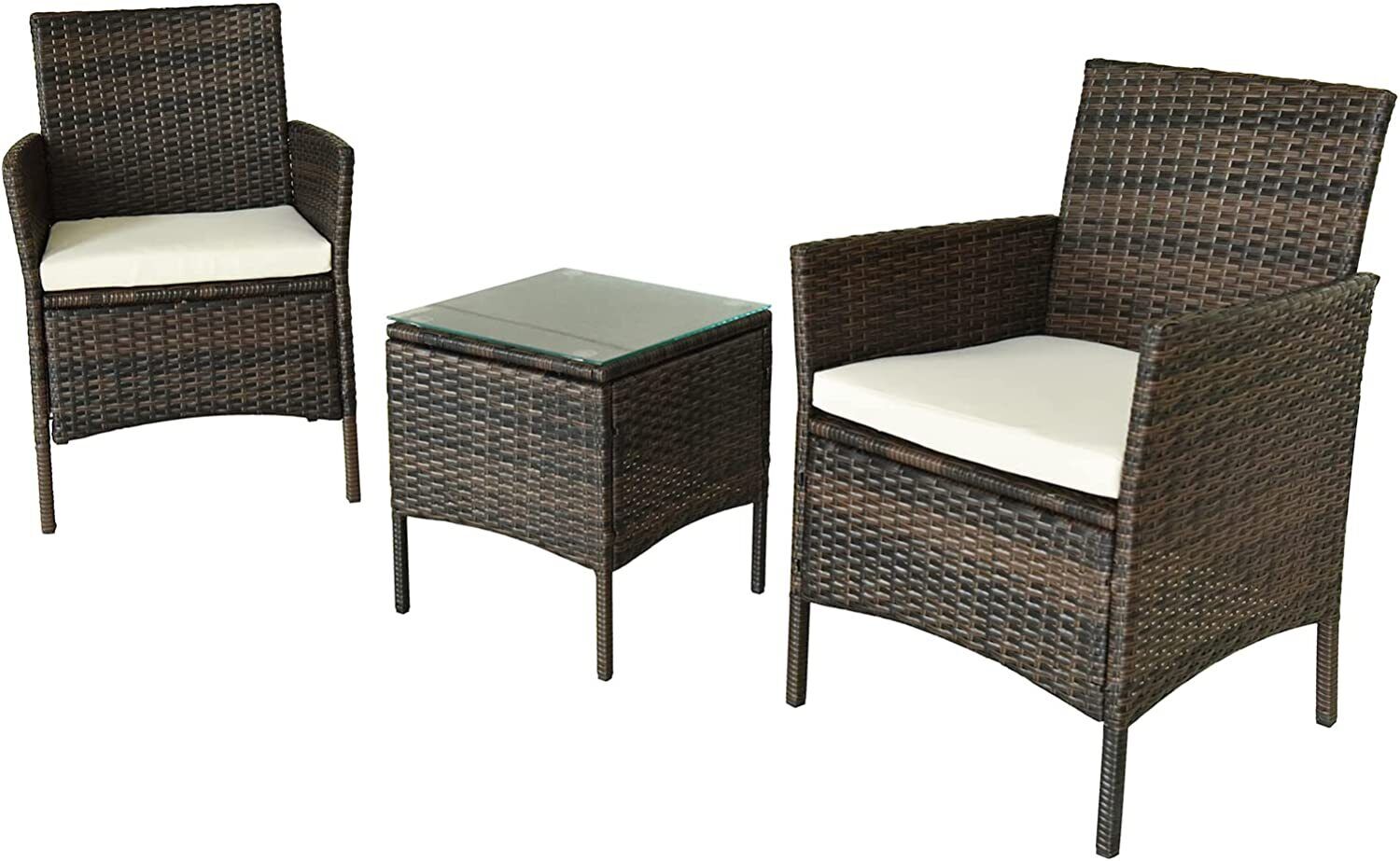 3pcs Rattan Garden Furniture Bistro Set Set Inc Table and cushions