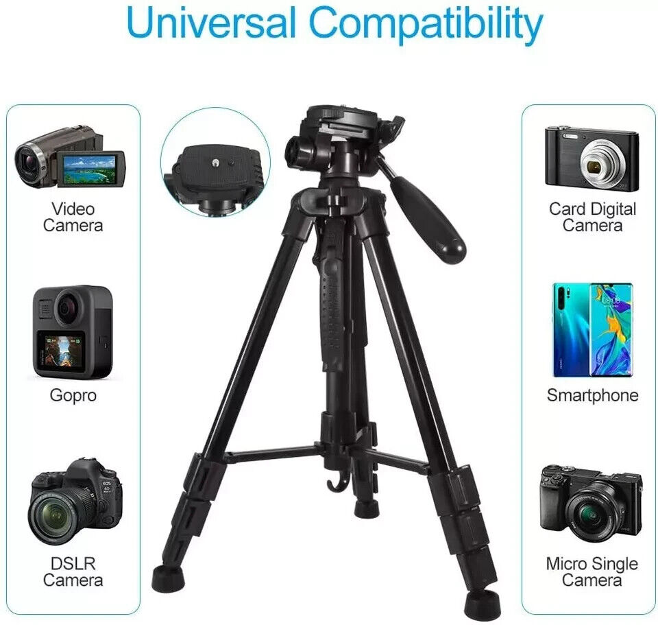 Lightweight Travel Camera Tripod, Adjustable 140cm 55 inch Compact Portable