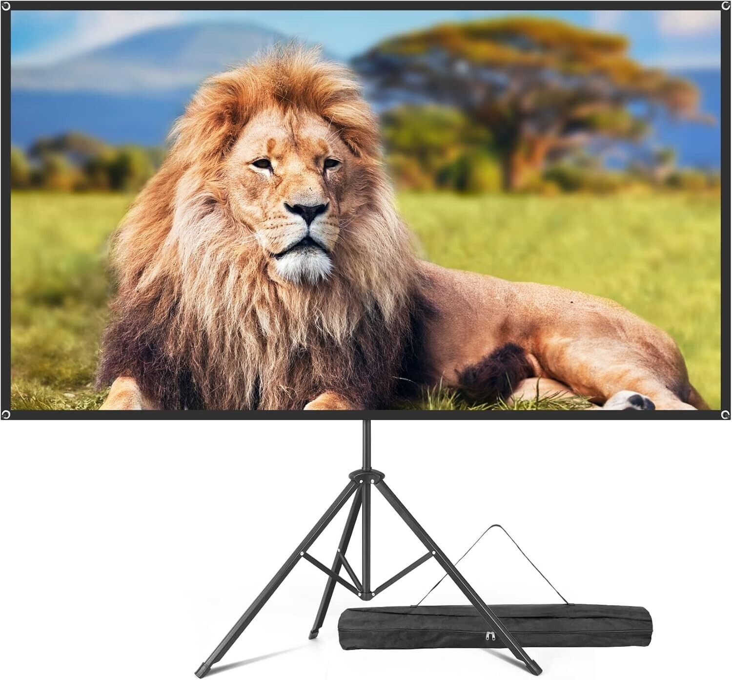 VISULAPEX  Fiberglass Projector Screen with Tripod - 80\u201d 4K HD Quick Installation