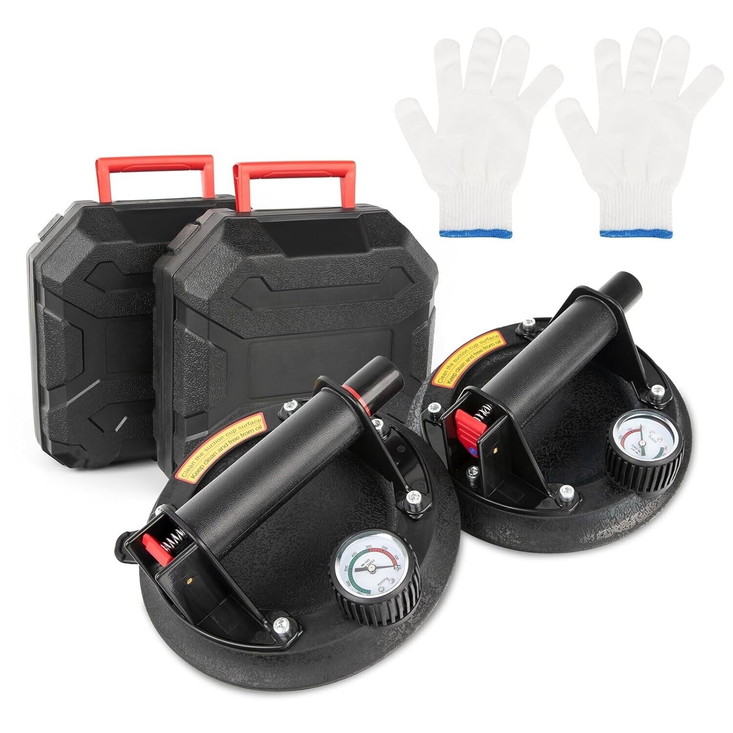 2PCS Suction Cups, 8 Inch Glass Suckers Heavy Duty Vacuum Lifter with Pressure