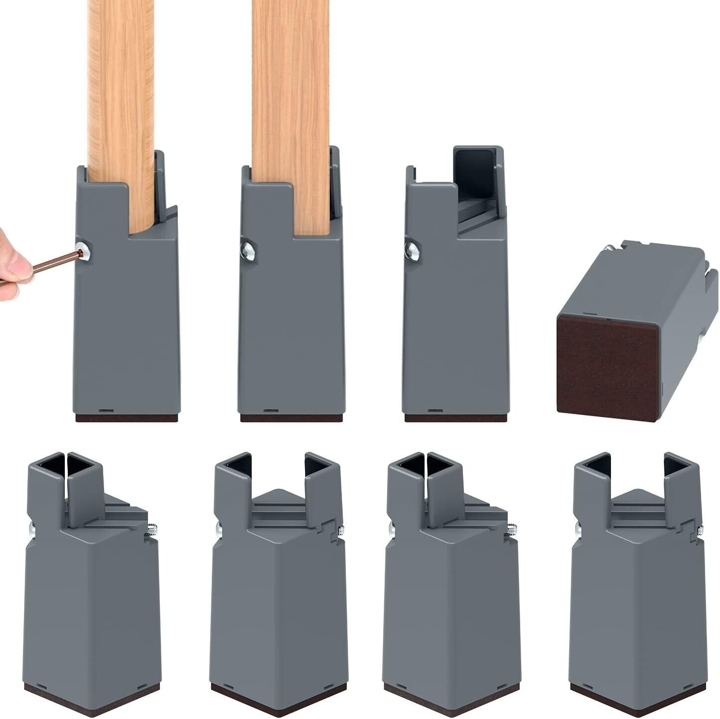 AIRUJIA Upgraded 8 Packs Furniture Bed Risers with Wrench
