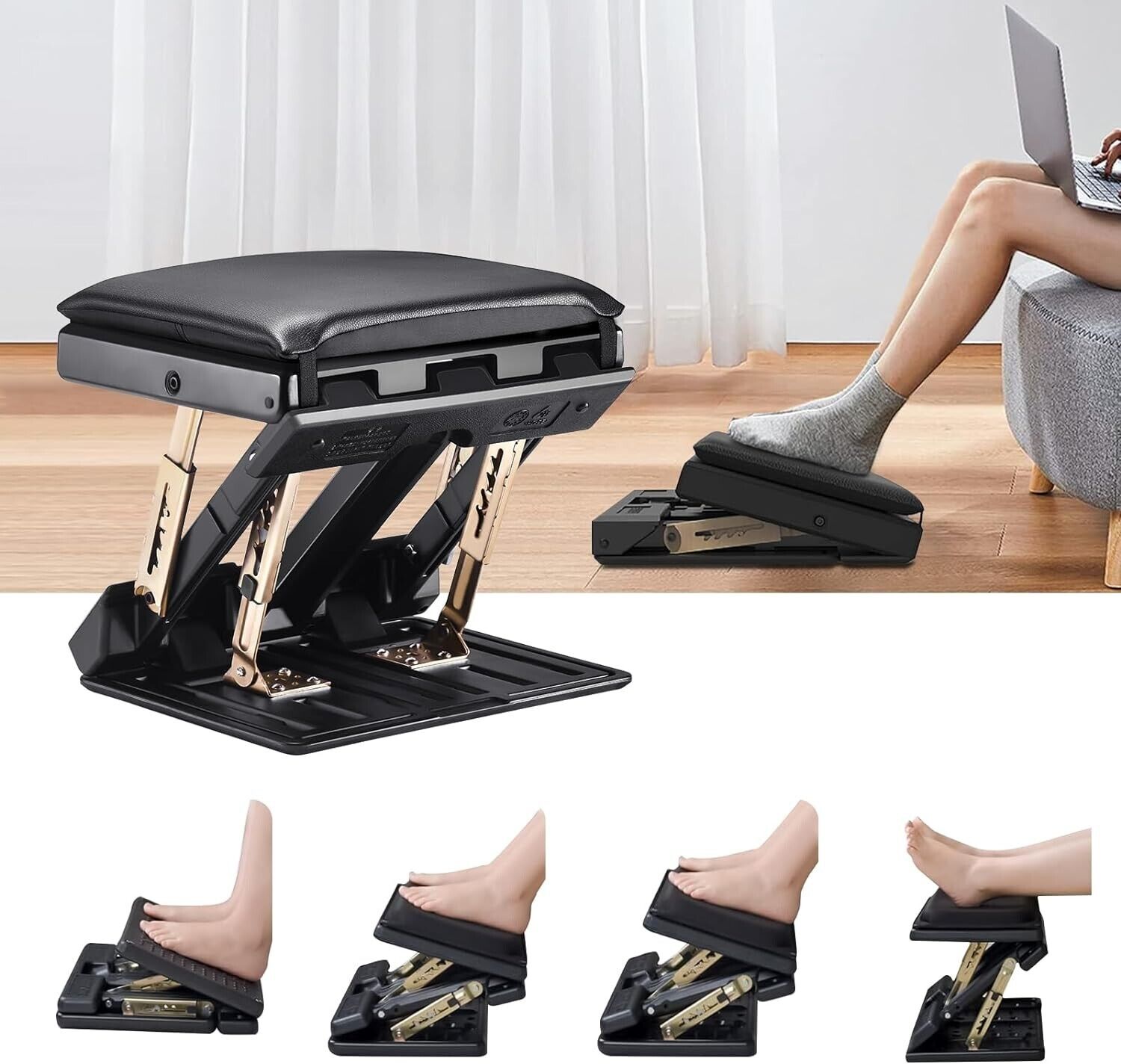 Foot Rest Under Desk, SenDeluz Ergonomic Foot Rest 4 Level Height Adjustable