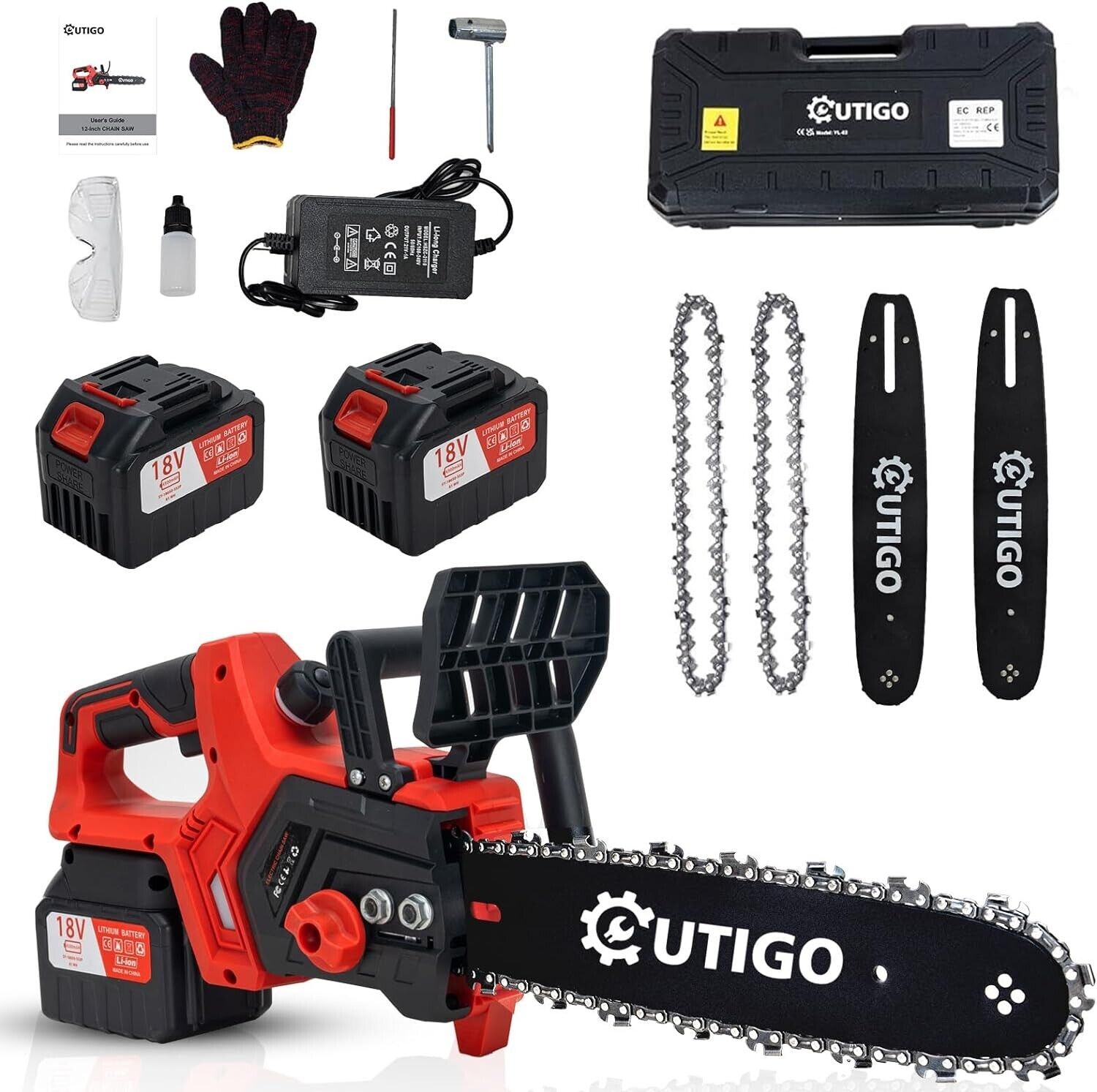 9000mAh cordless chainsaw 12 inches, powerful electric battery chainsaw