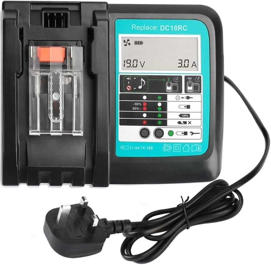 Powarobor DC18RC Fast Charger Compatible with Makita 14.4V-18V Li-ion Battery