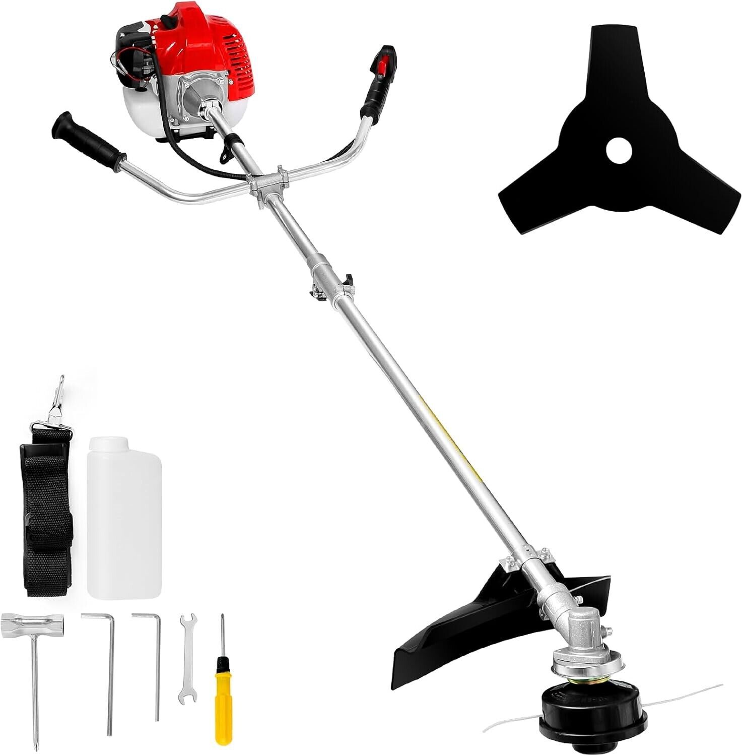 52cc Petrol Strimmer Grass Trimmer with 3T Blade, Split Shaft 38cm Cutting Width