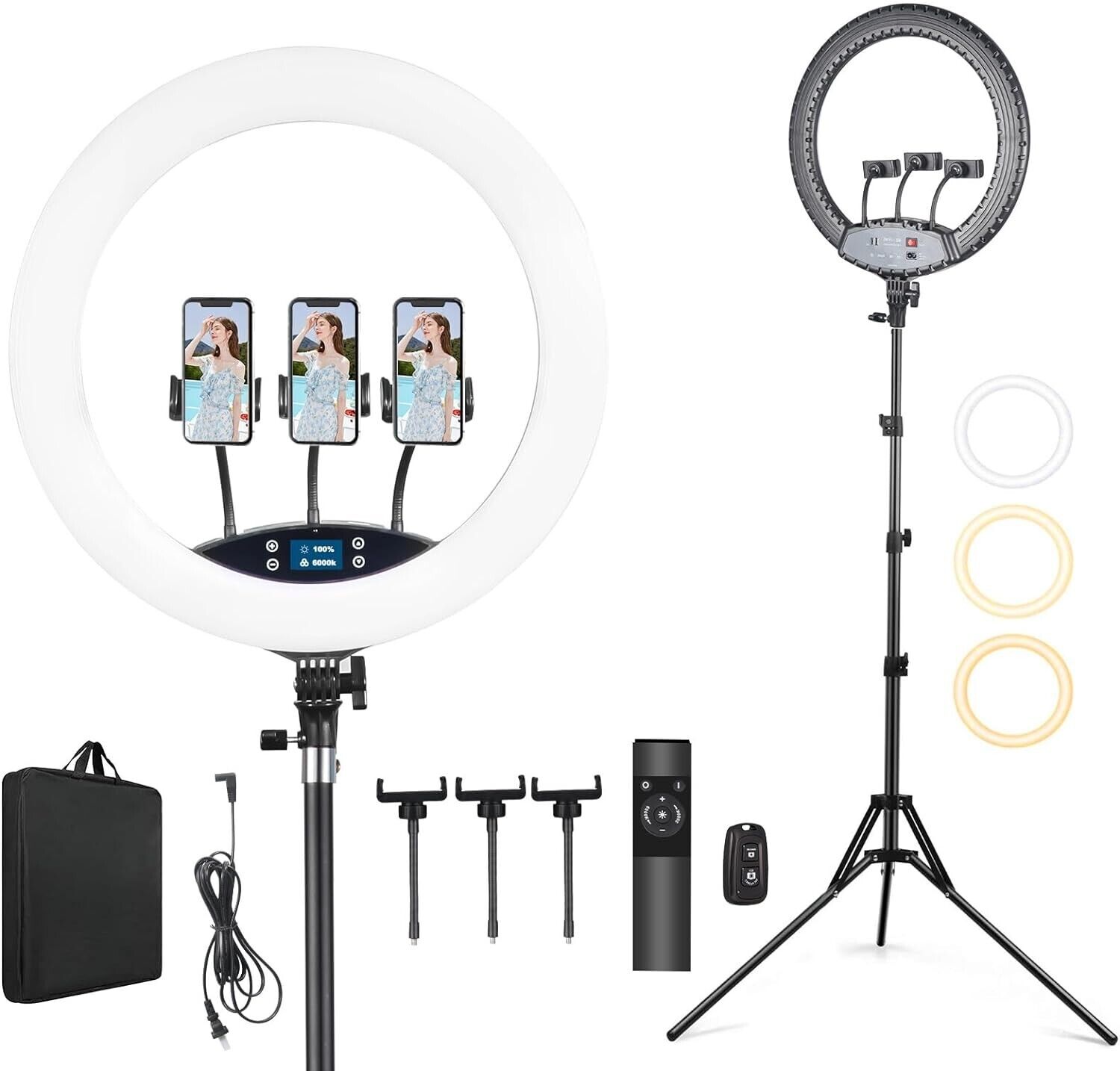 JCOTTON 19 inch Ring Light with Tripod Stand & Phone Holder